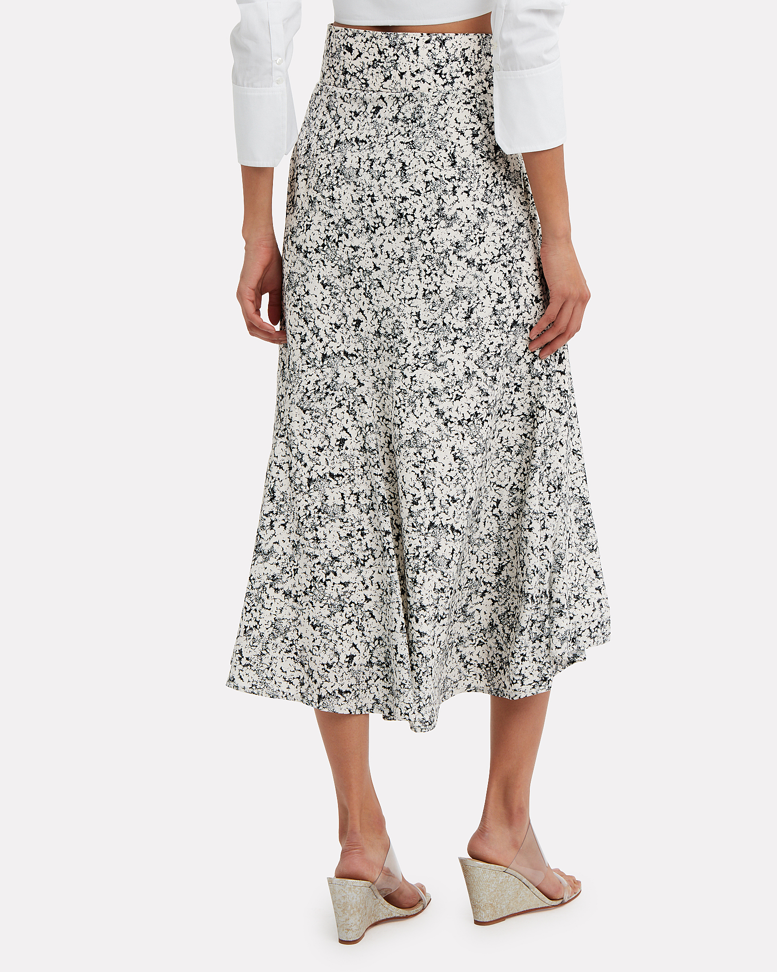 Paneled Ruched Floral Midi Skirt | INTERMIX®