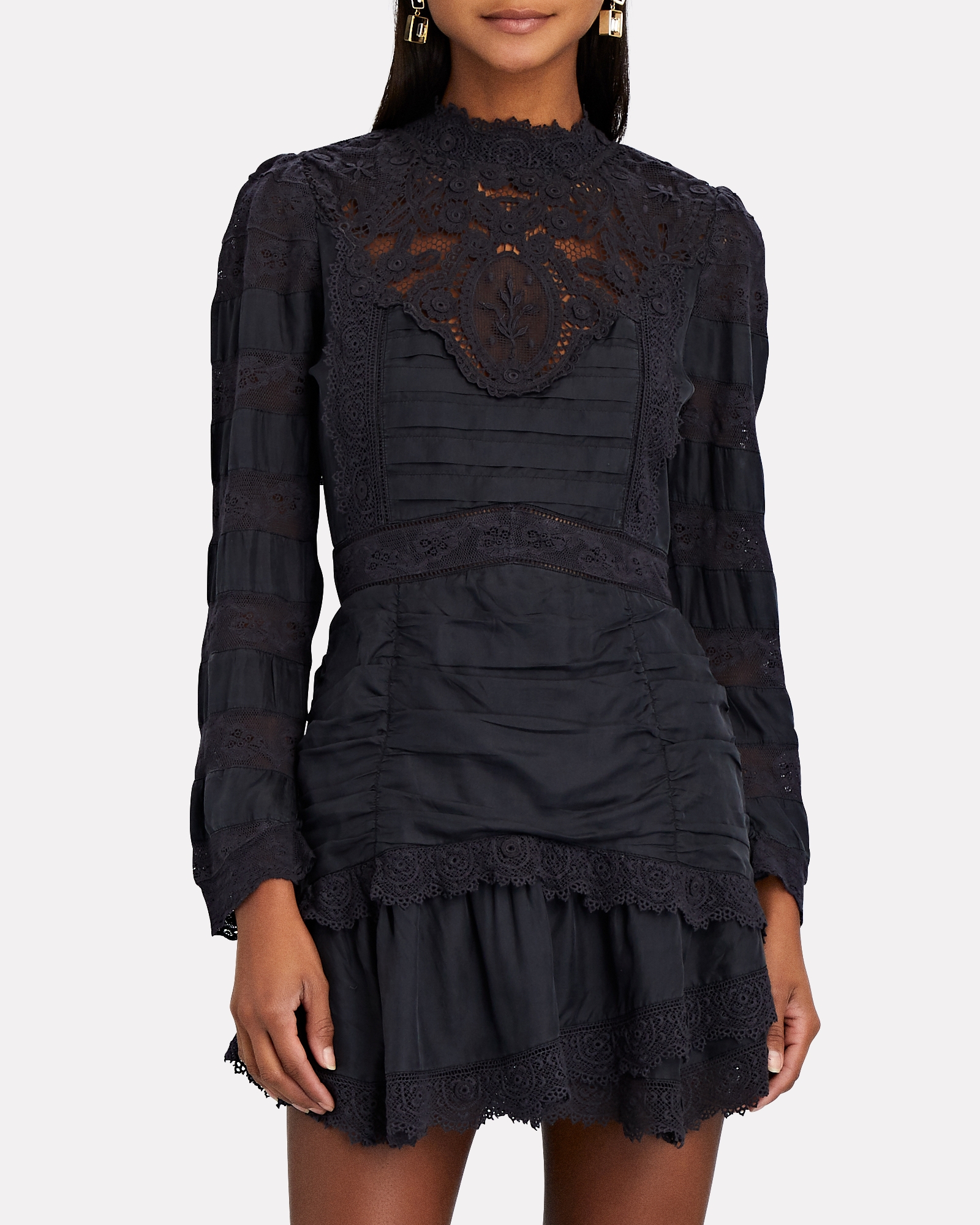 LoveShackFancy Harmon Lace-Trimmed Mini Dress | INTERMIX®