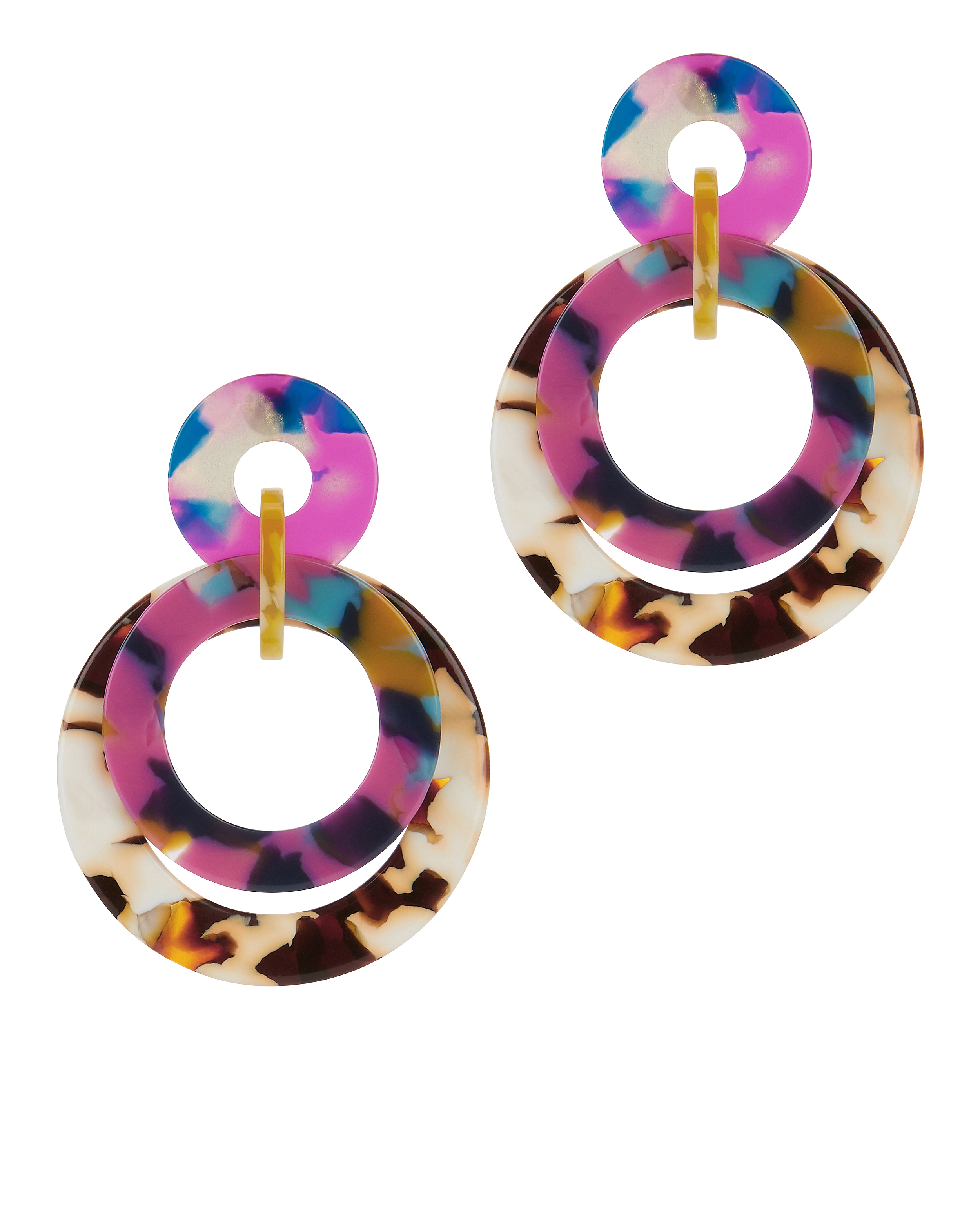 Banded Colorful Marble Hoop Earrings | Lele Sadoughi