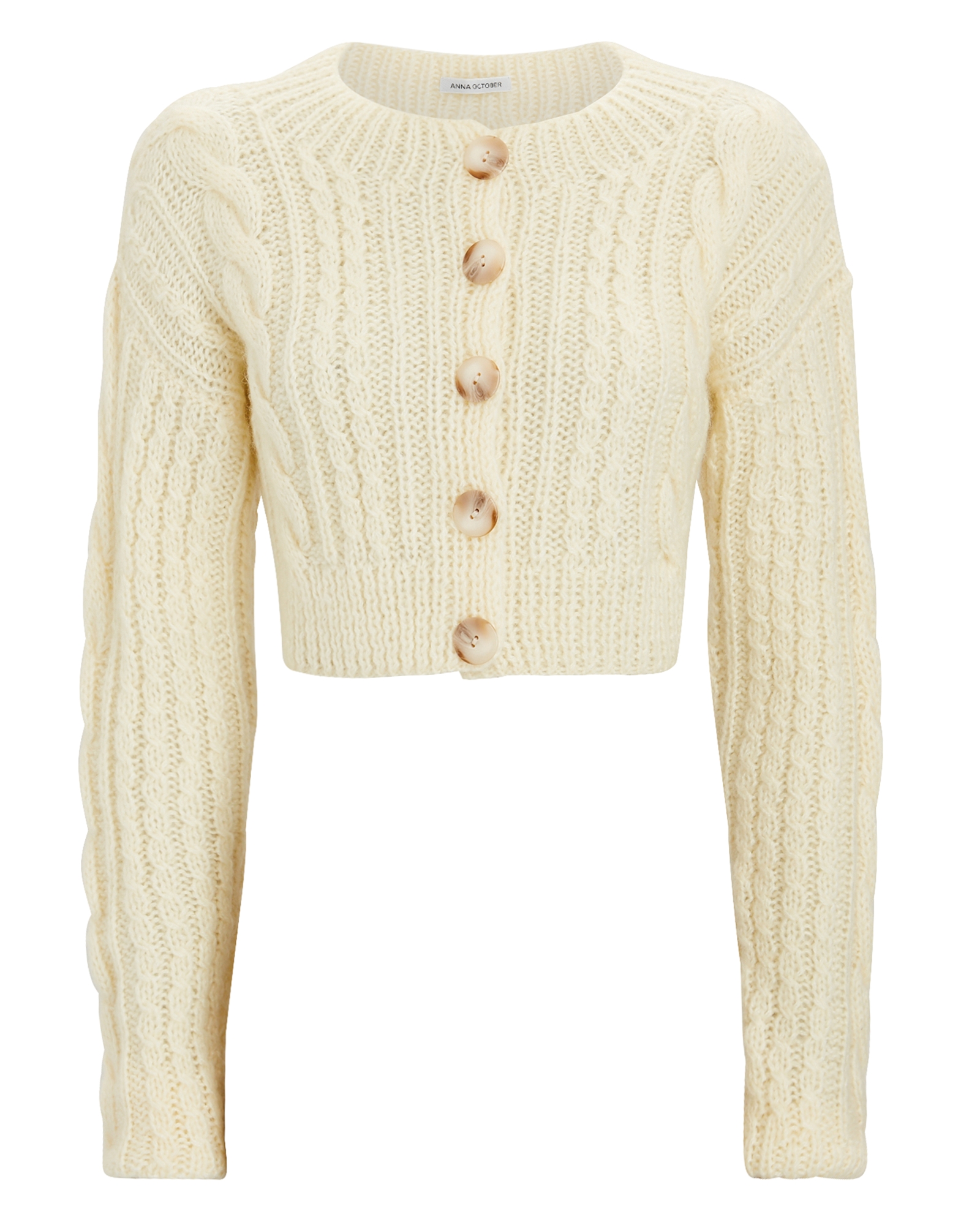 Anna October Cropped Cable Knit Cardigan | INTERMIX®