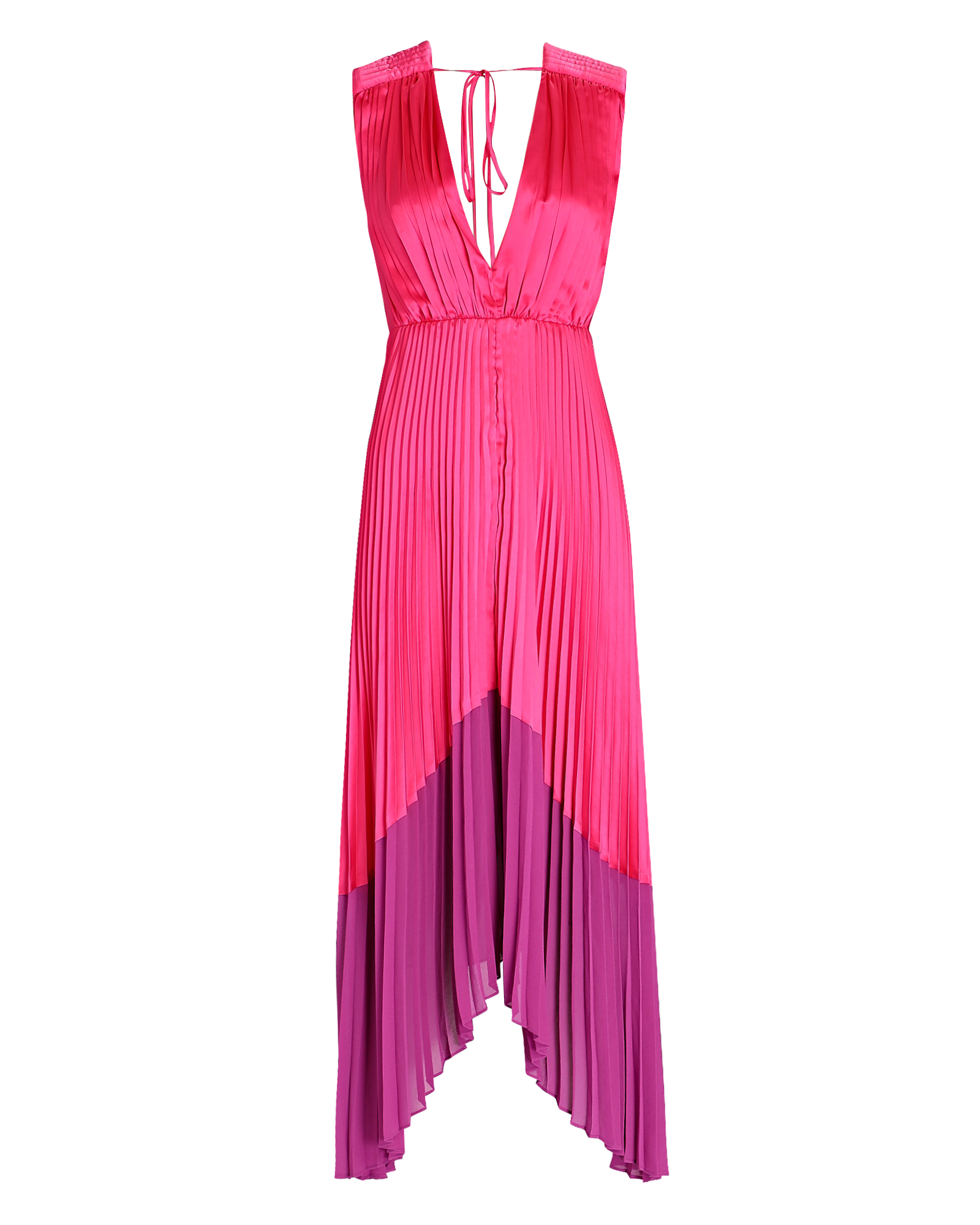 AMUR Amelia Two-Tone Pleated Midi Dress | INTERMIX®