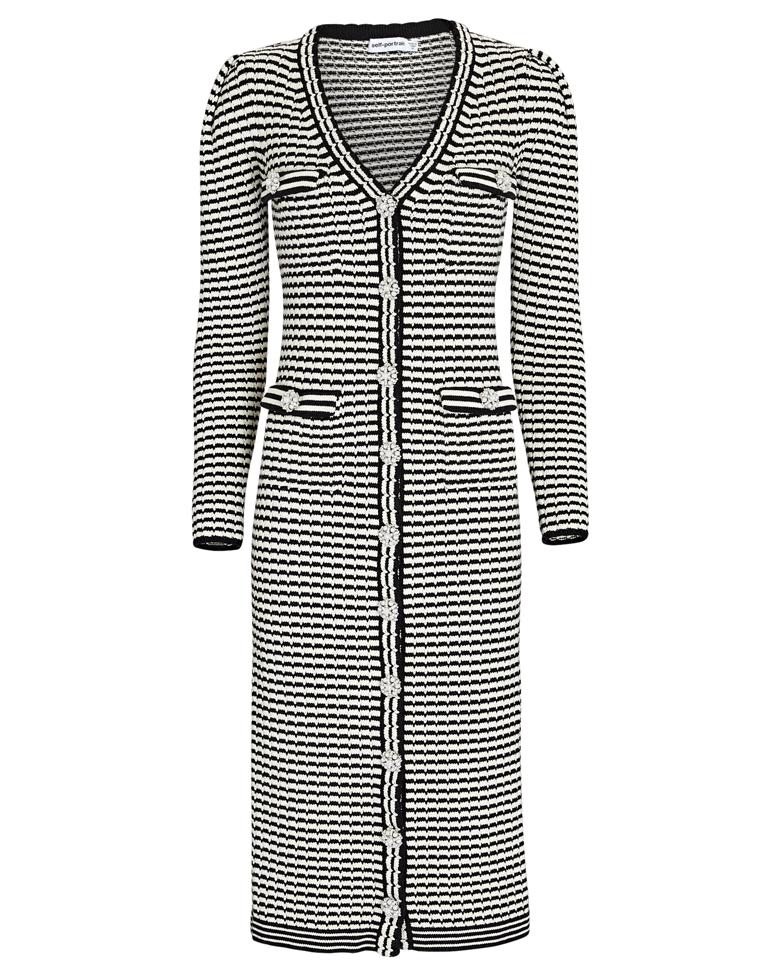 Self-Portrait Striped Mélange Cardigan Midi Dress | INTERMIX®