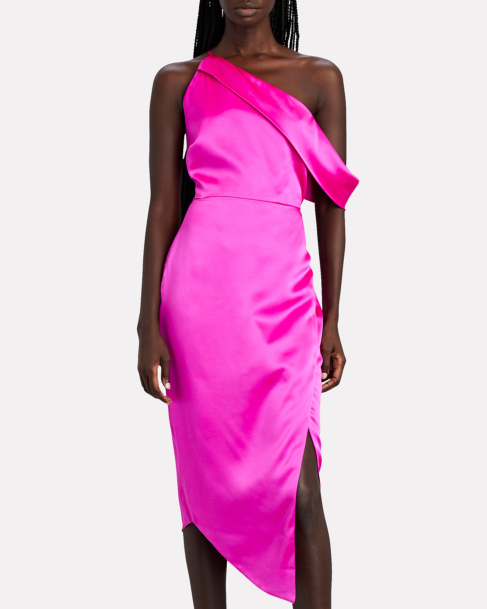 Michelle Mason One-Shoulder Draped Silk Dress | INTERMIX®