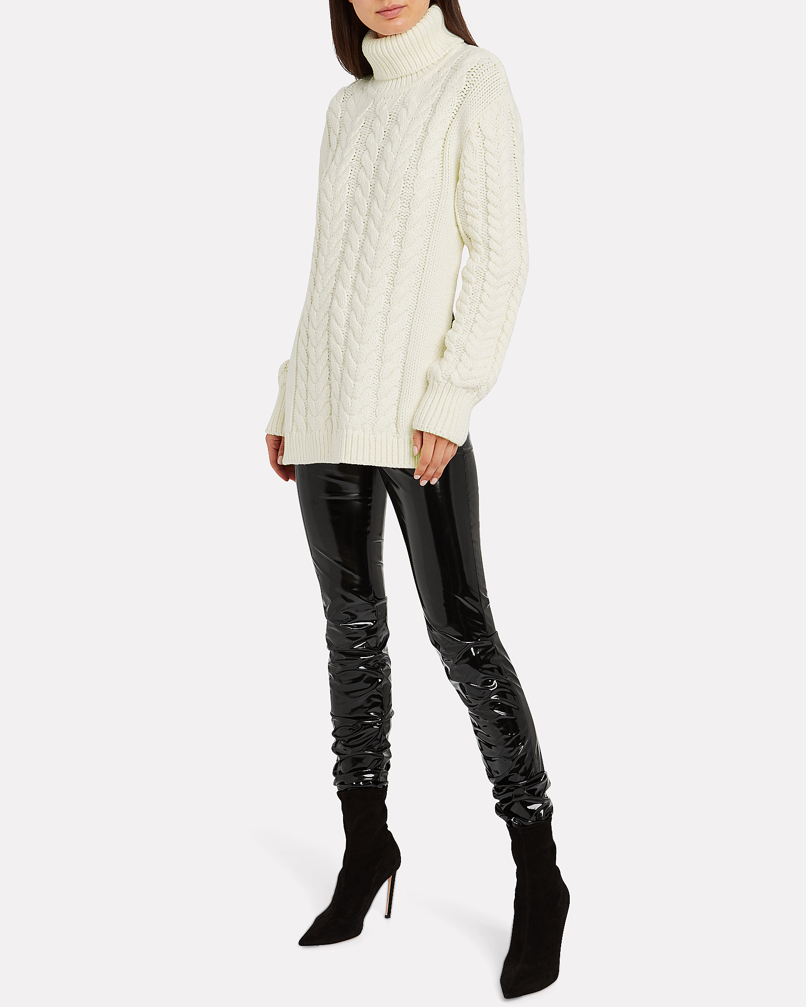Cable Knit Open Back Turtleneck