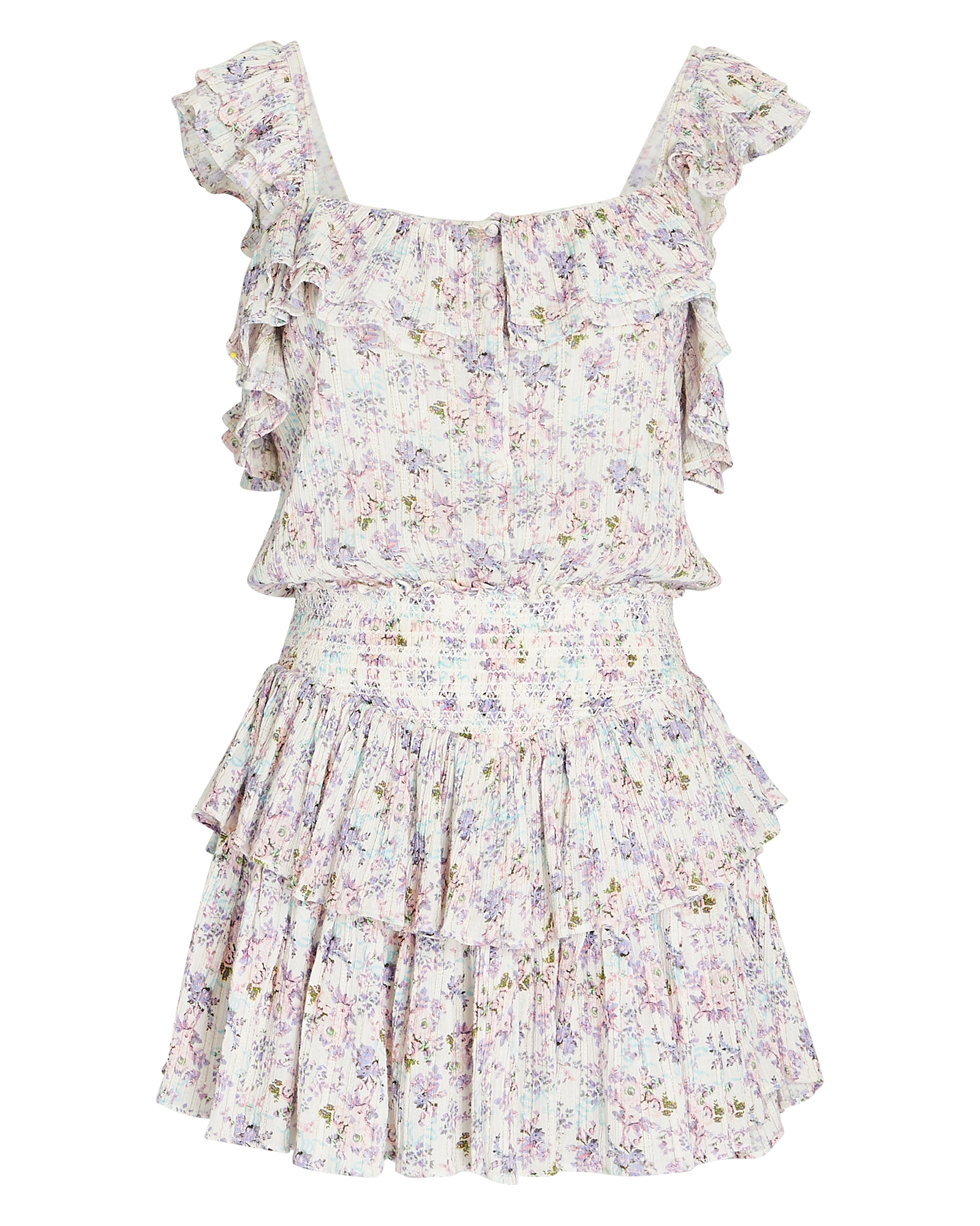 LoveShackFancy Shanley Ruffled Floral Mini Dress | INTERMIX®