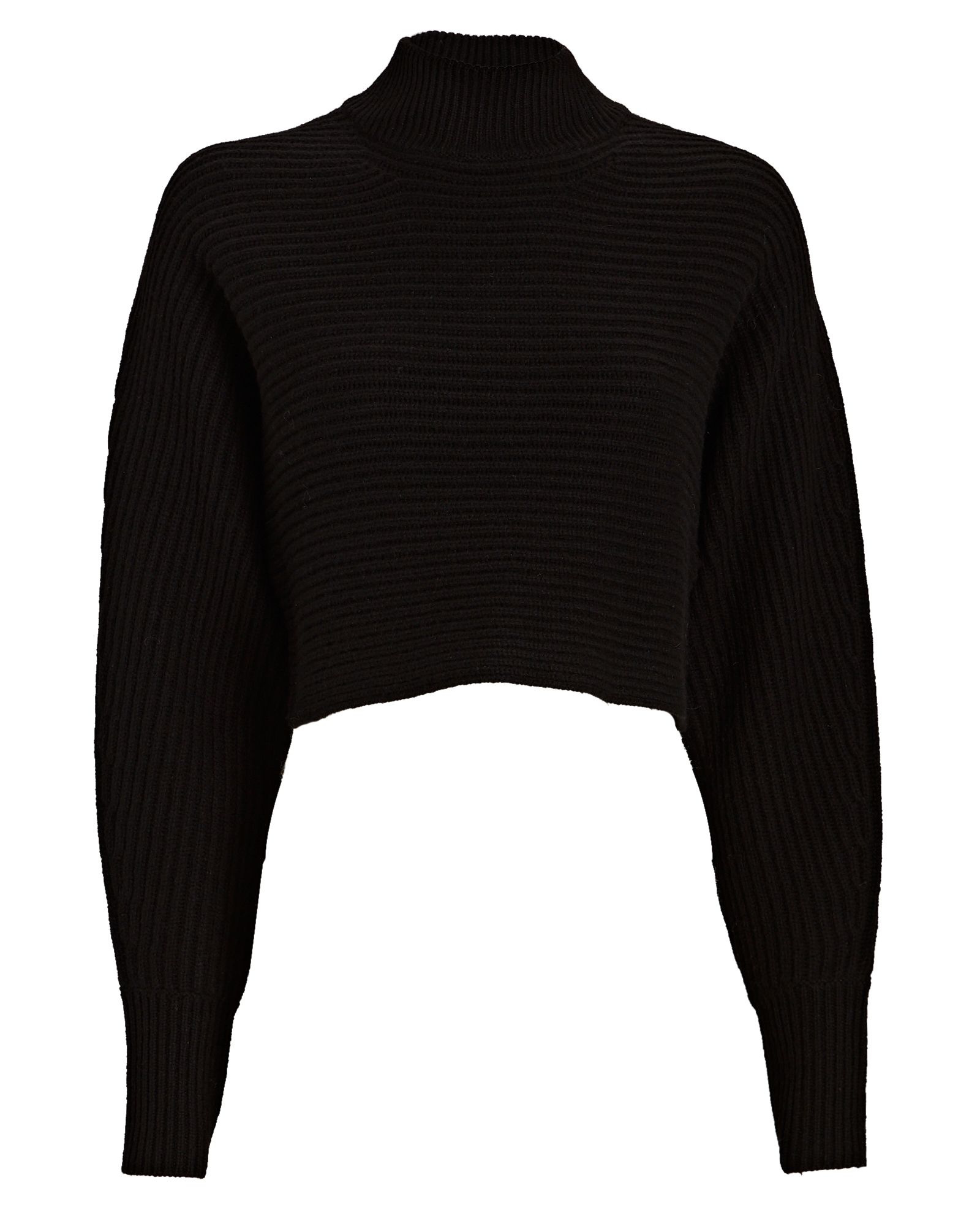 INTERMIX Private Label Fay Cropped Turtleneck Sweater in black | INTERMIX®