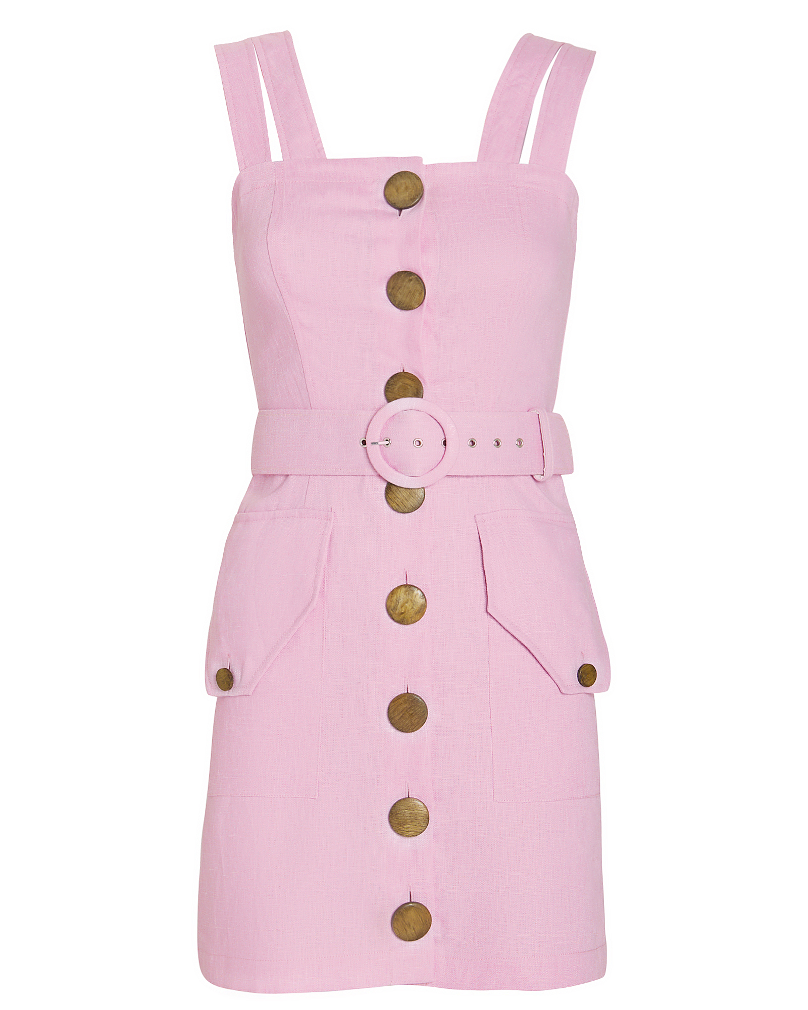 Nicholas Twill Button Front Sleeveless Dress in pink | INTERMIX®