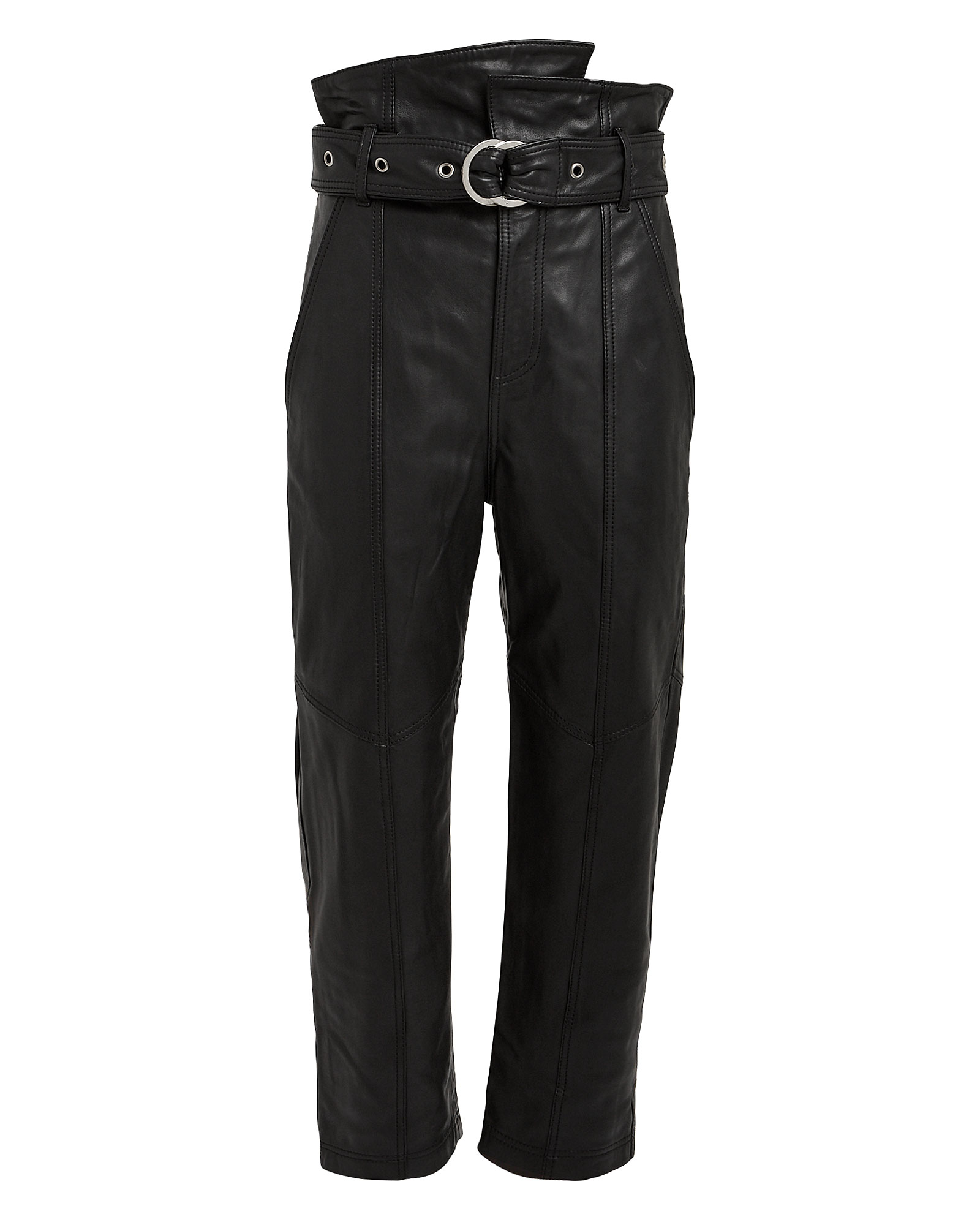 Anniston Cropped Leather Paperbag Pants