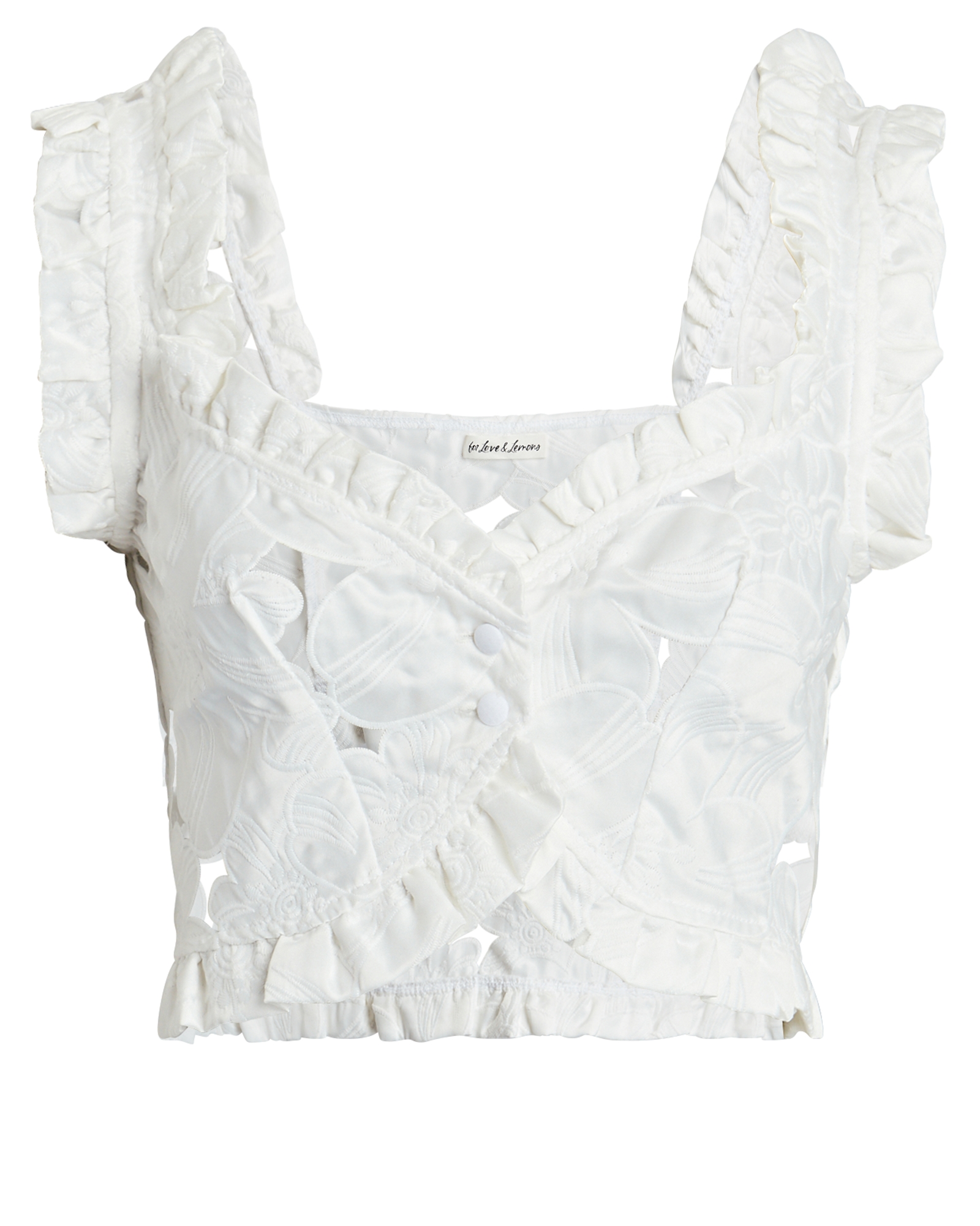 For Love & Lemons Evelyn Embroidered Organza Crop Top | INTERMIX®