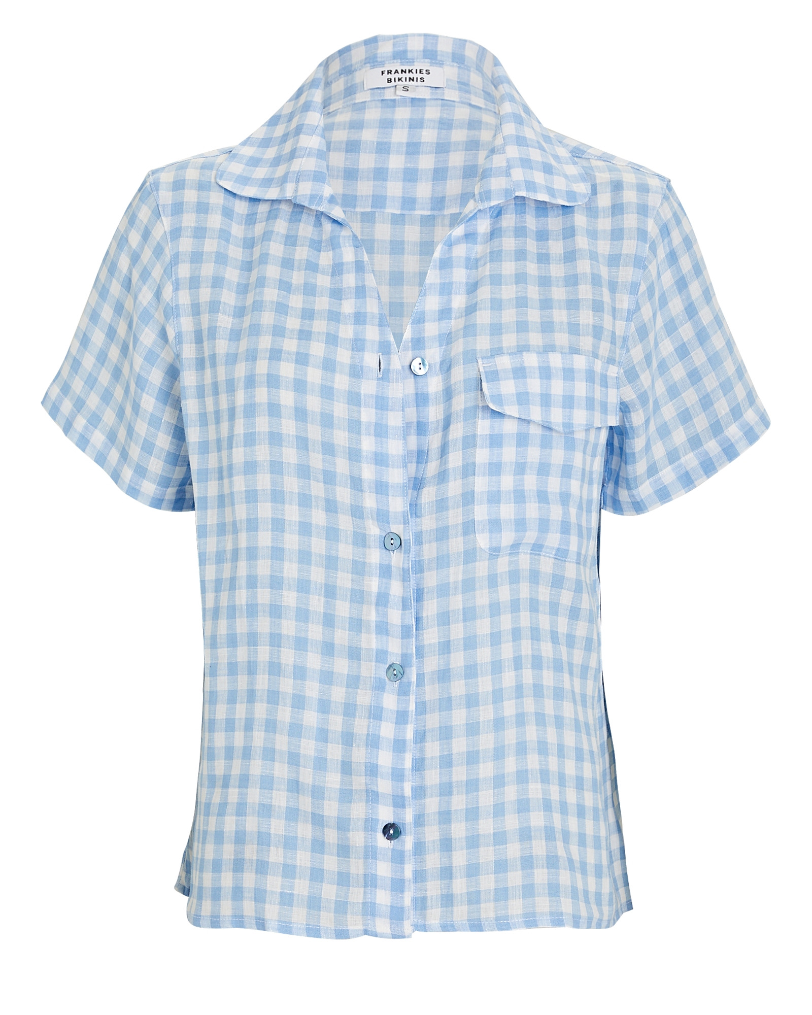 Frankies Bikinis Lou Gingham Linen Button-Down Shirt | INTERMIX®