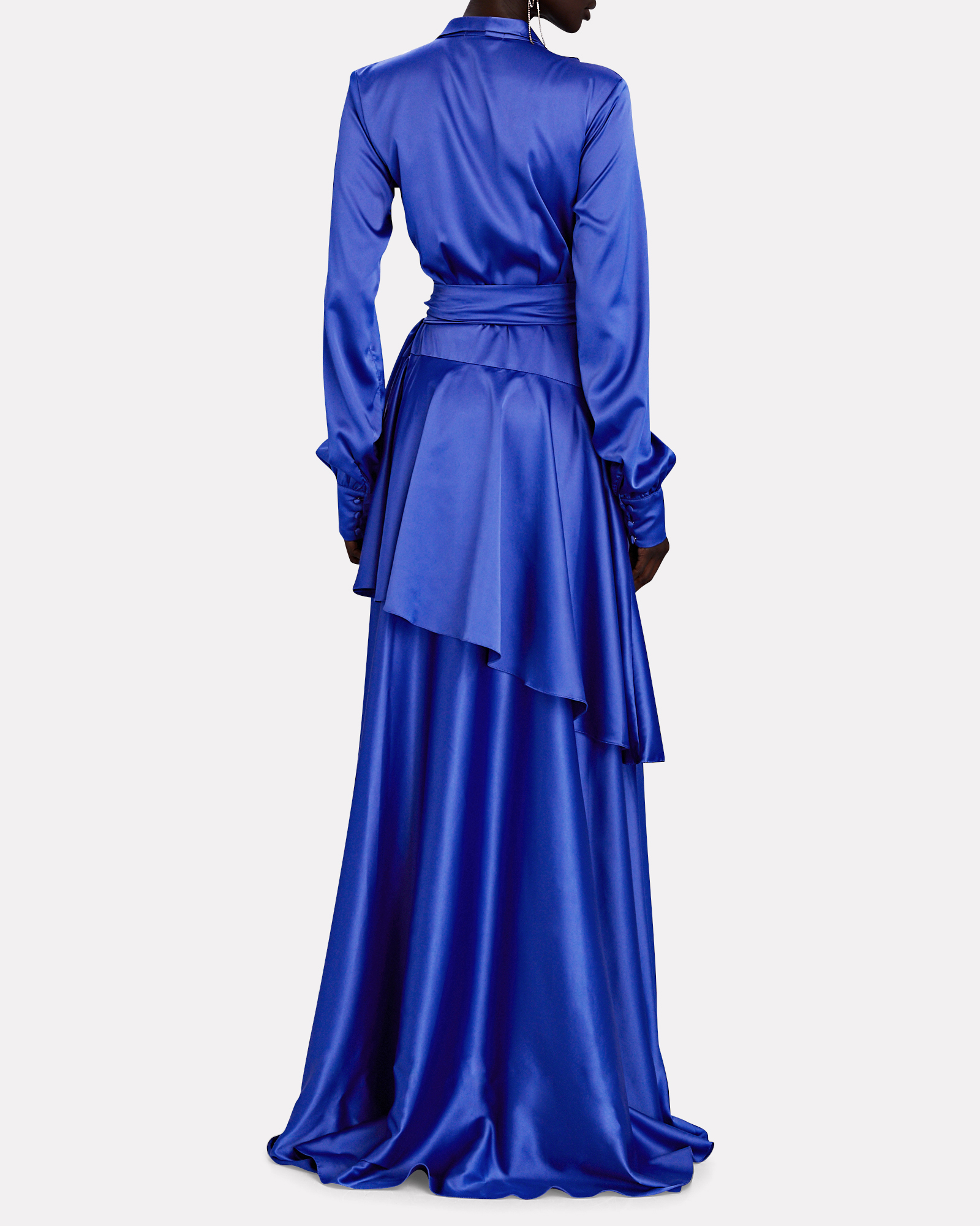 PatBO Satin High-Low Wrap Dress In Blue | INTERMIX®