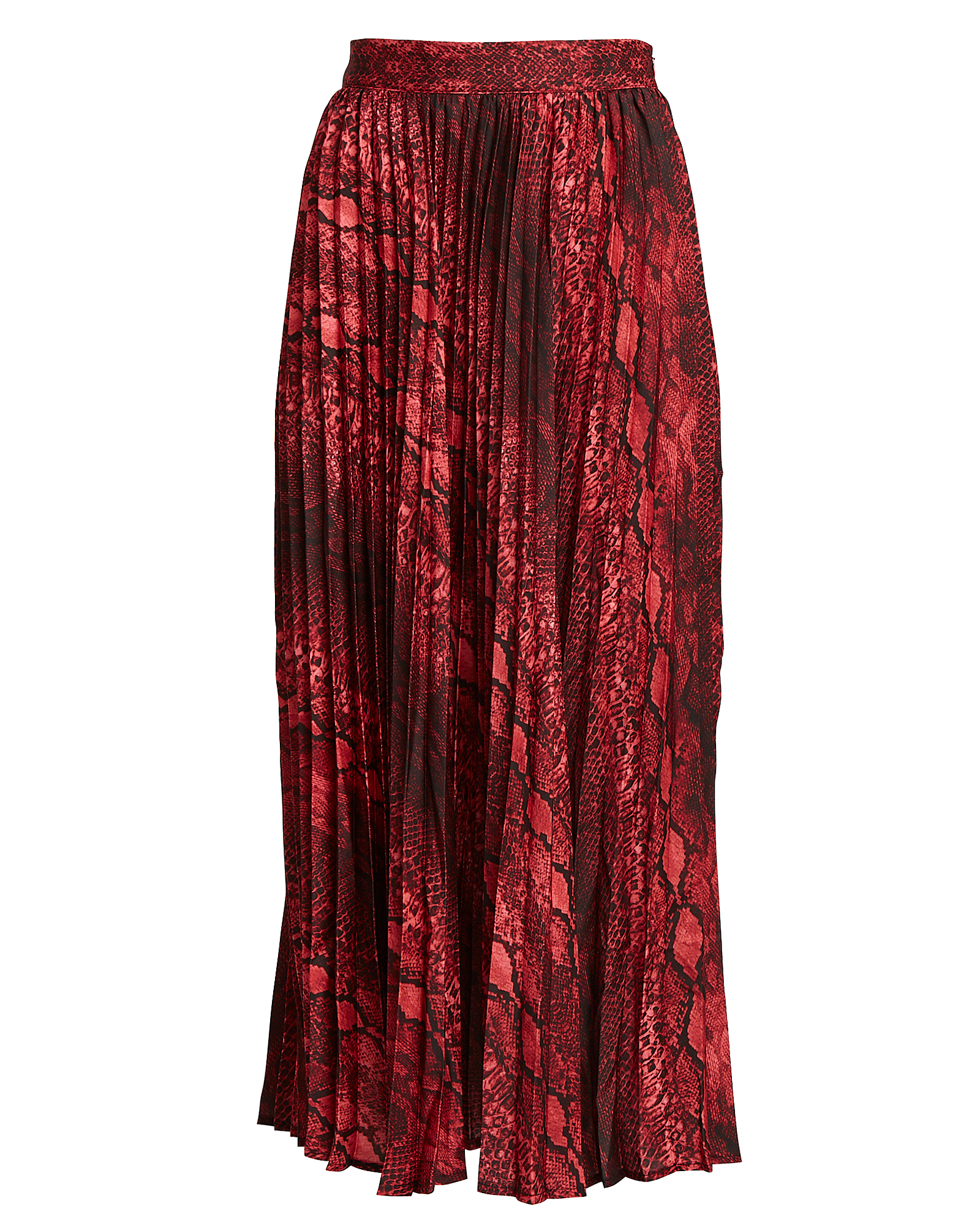 Andamane Becky Python Satin Midi Skirt In Crimson/python