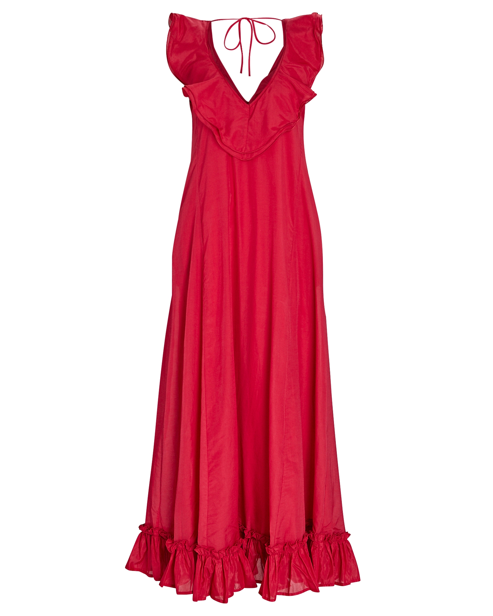 Bird & Knoll Ambra Ruffled Cotton-Silk Maxi Dress | INTERMIX®