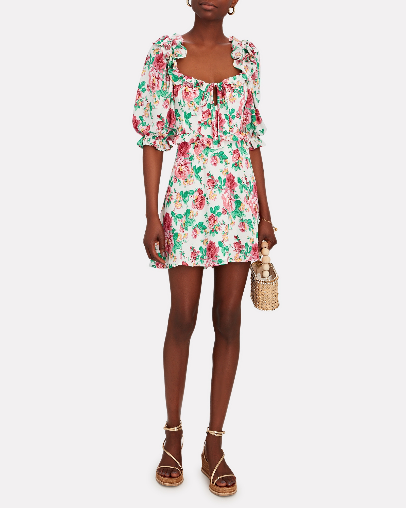 For Love & Lemons Imogen Floral Puff Sleeve Mini Dress | INTERMIX®