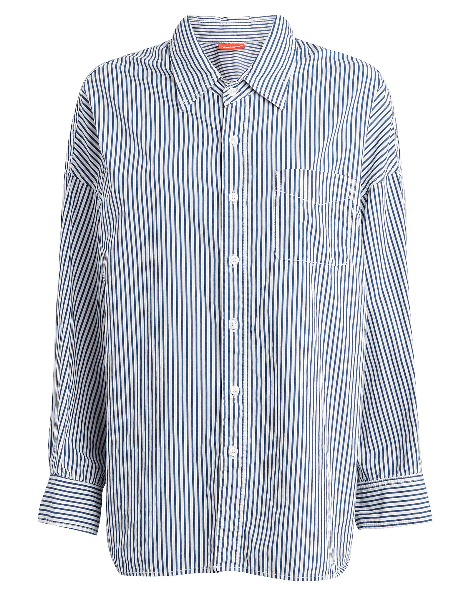 DENIMIST Striped Cotton Button Down Shirt,060050155754