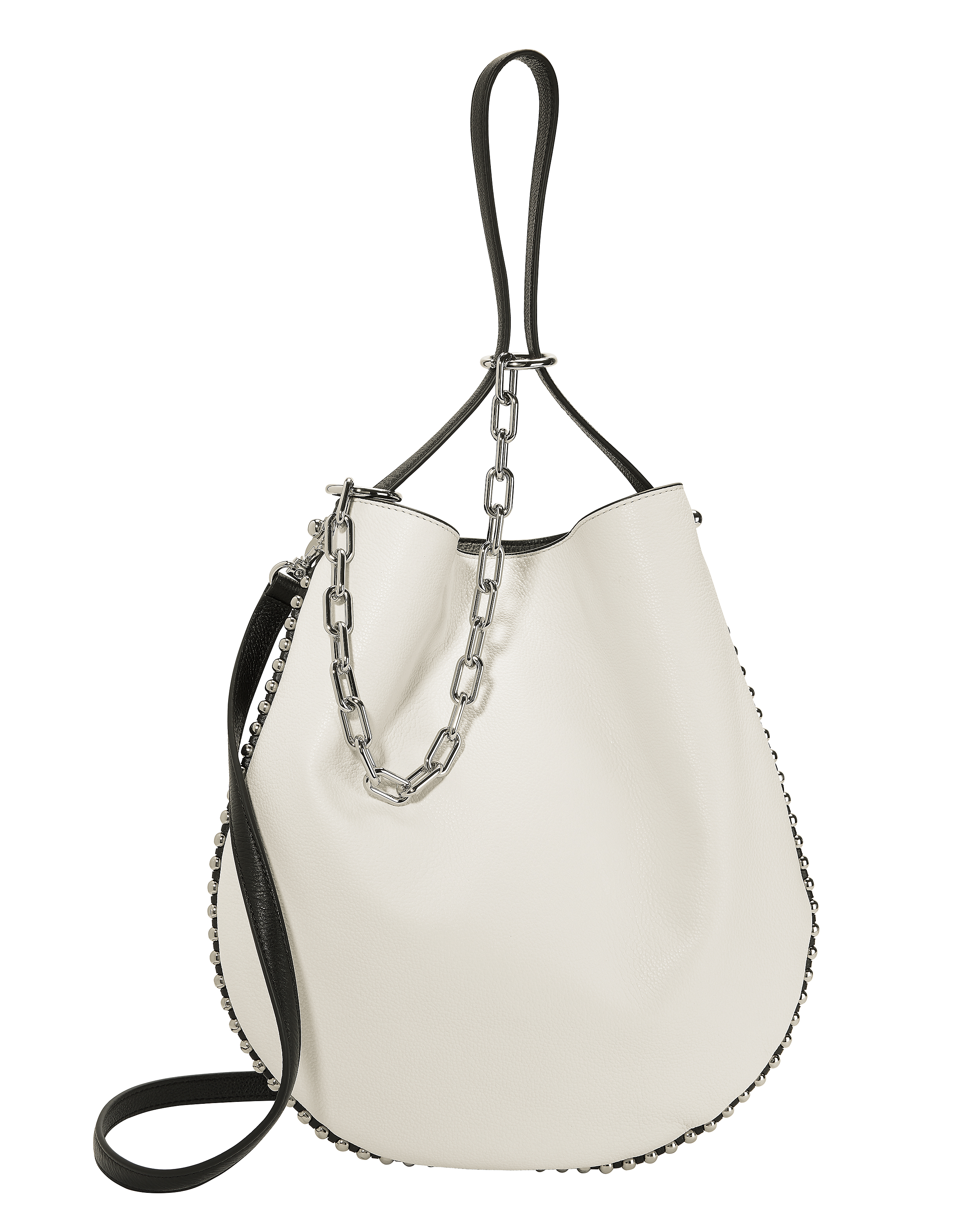 Roxy White Leather Hobo Shoulder Bag