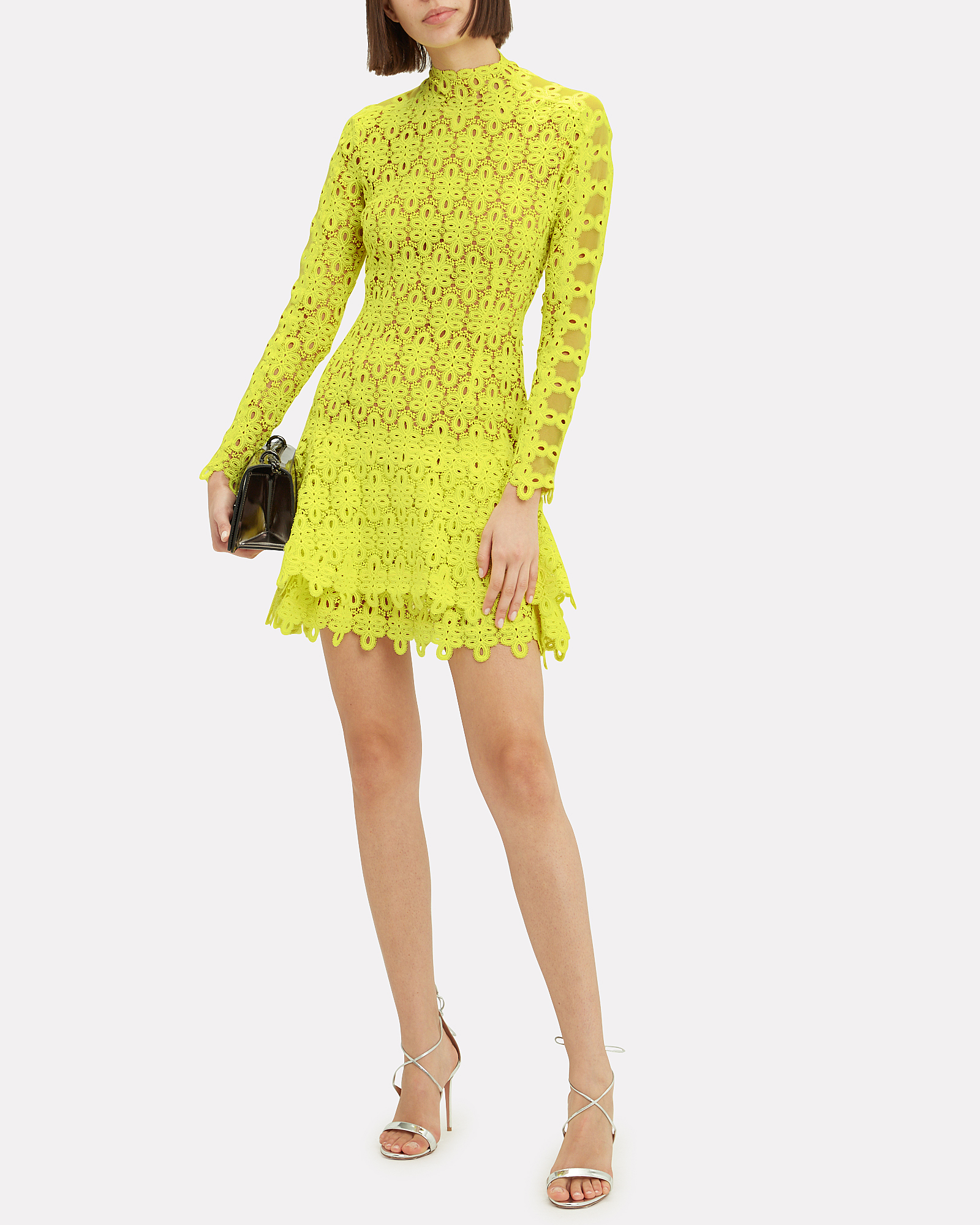 Yellow Guipure Lace Mini Dress | INTERMIX®
