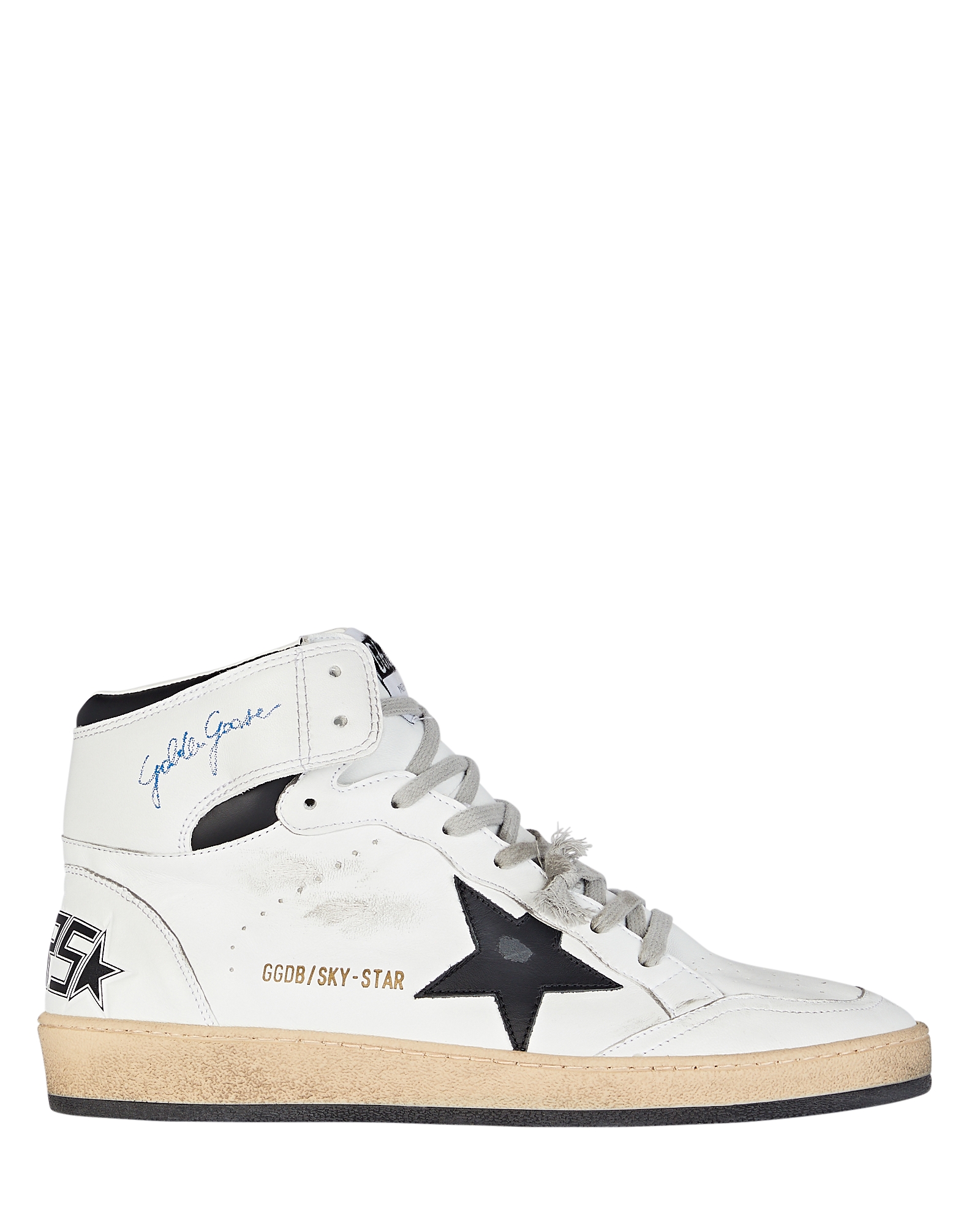 Golden Goose Sky Star Leather High-Top Sneakers in White | INTERMIX®