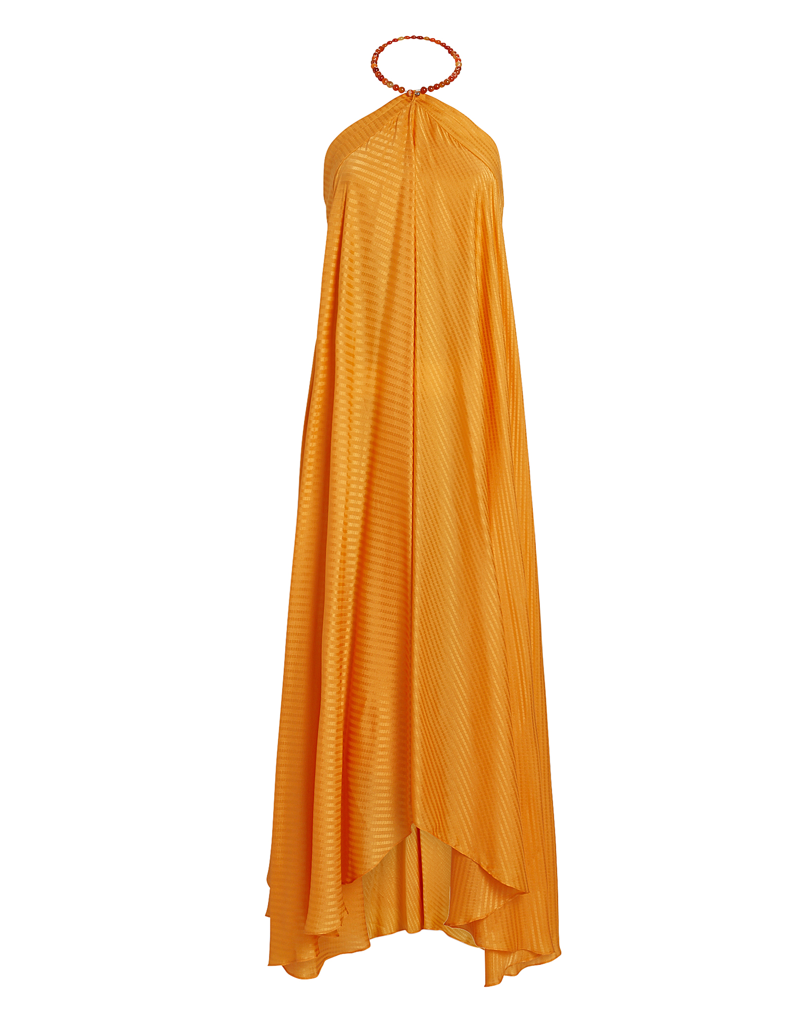 Galvan Terrazza Silk Beaded Halter Maxi Dress | INTERMIX®