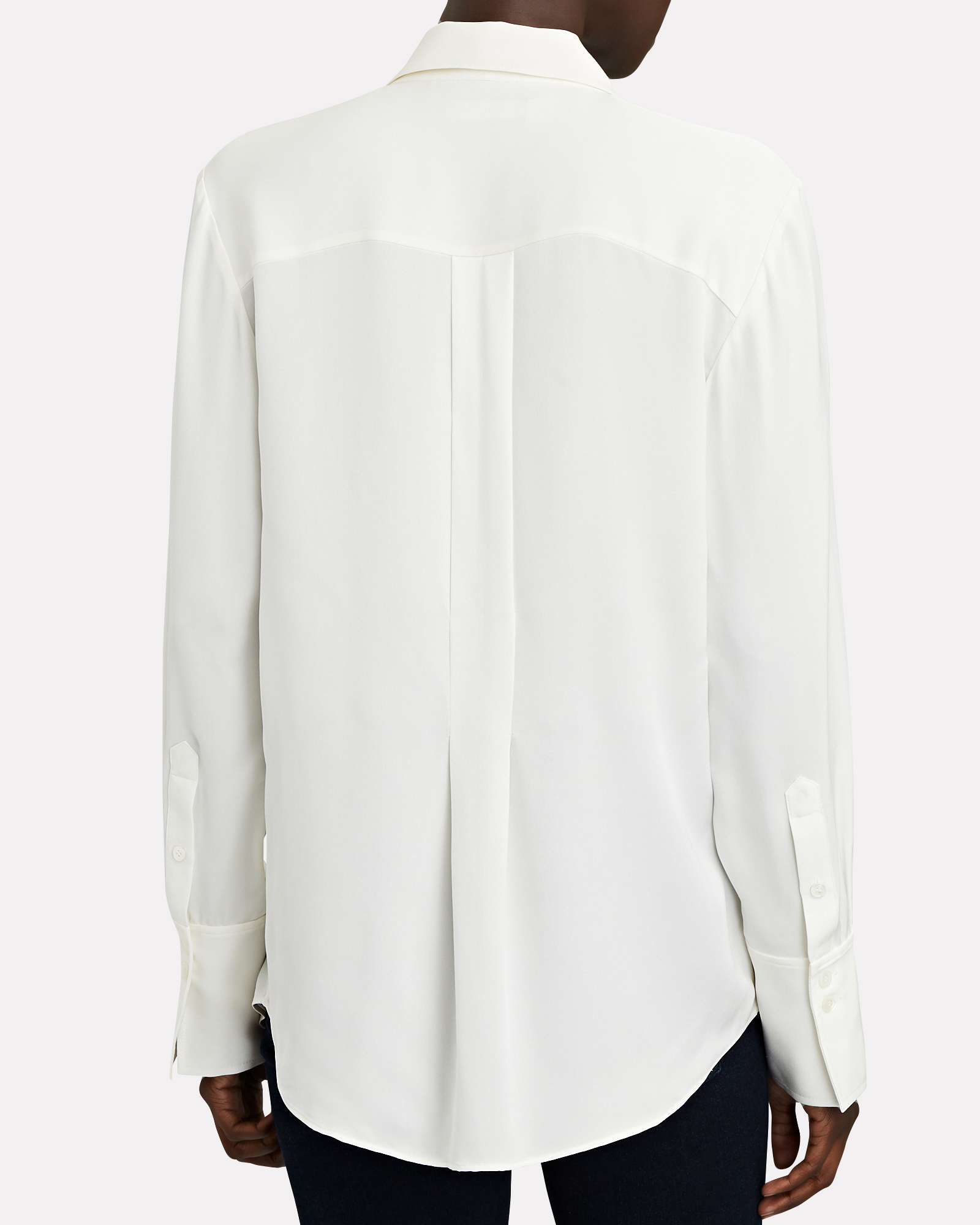 FRAME Silk Ruffled Tuxedo Shirt | INTERMIX®