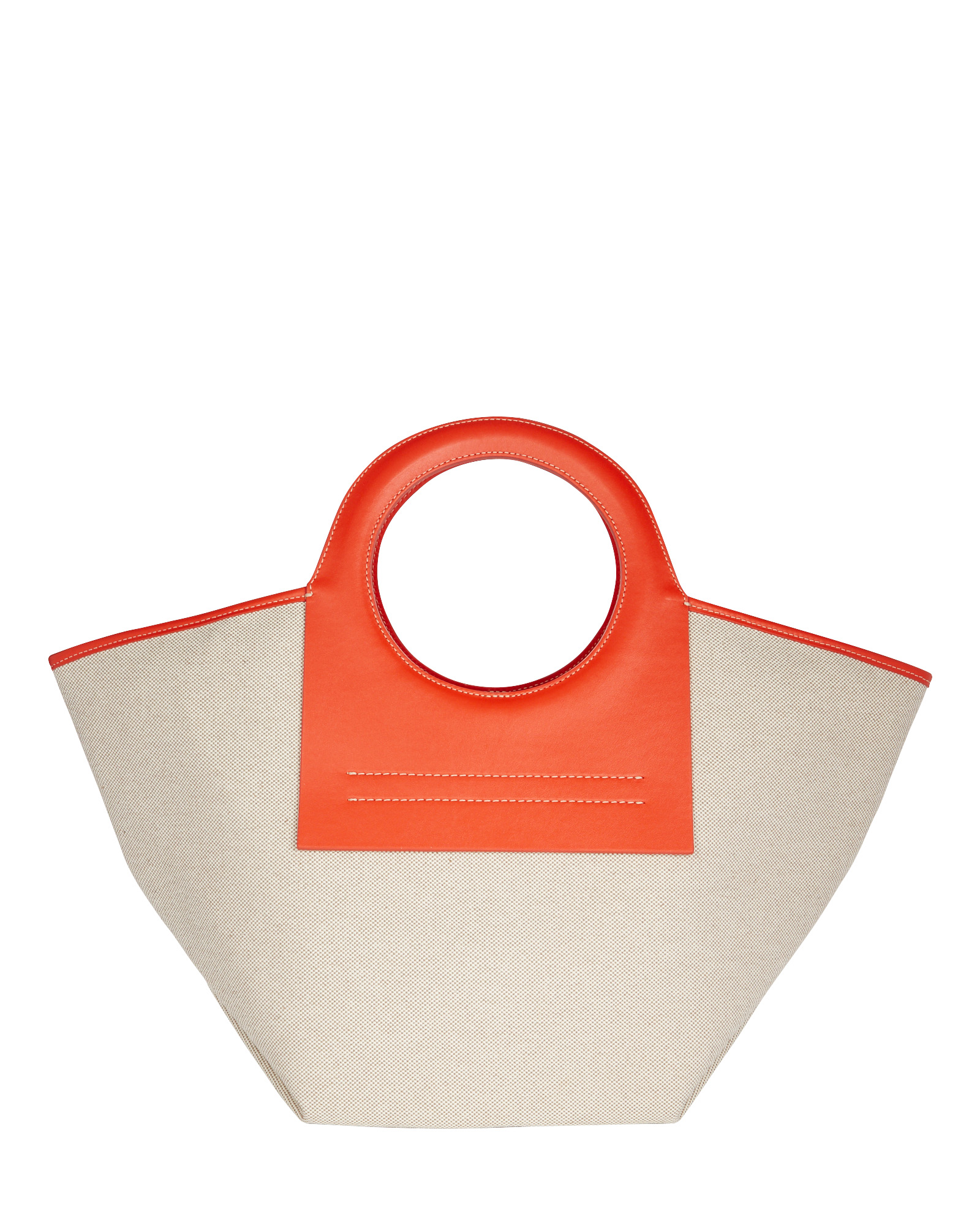 Hereu Small Cala Leather-trimmed Canvas Tote In Orange