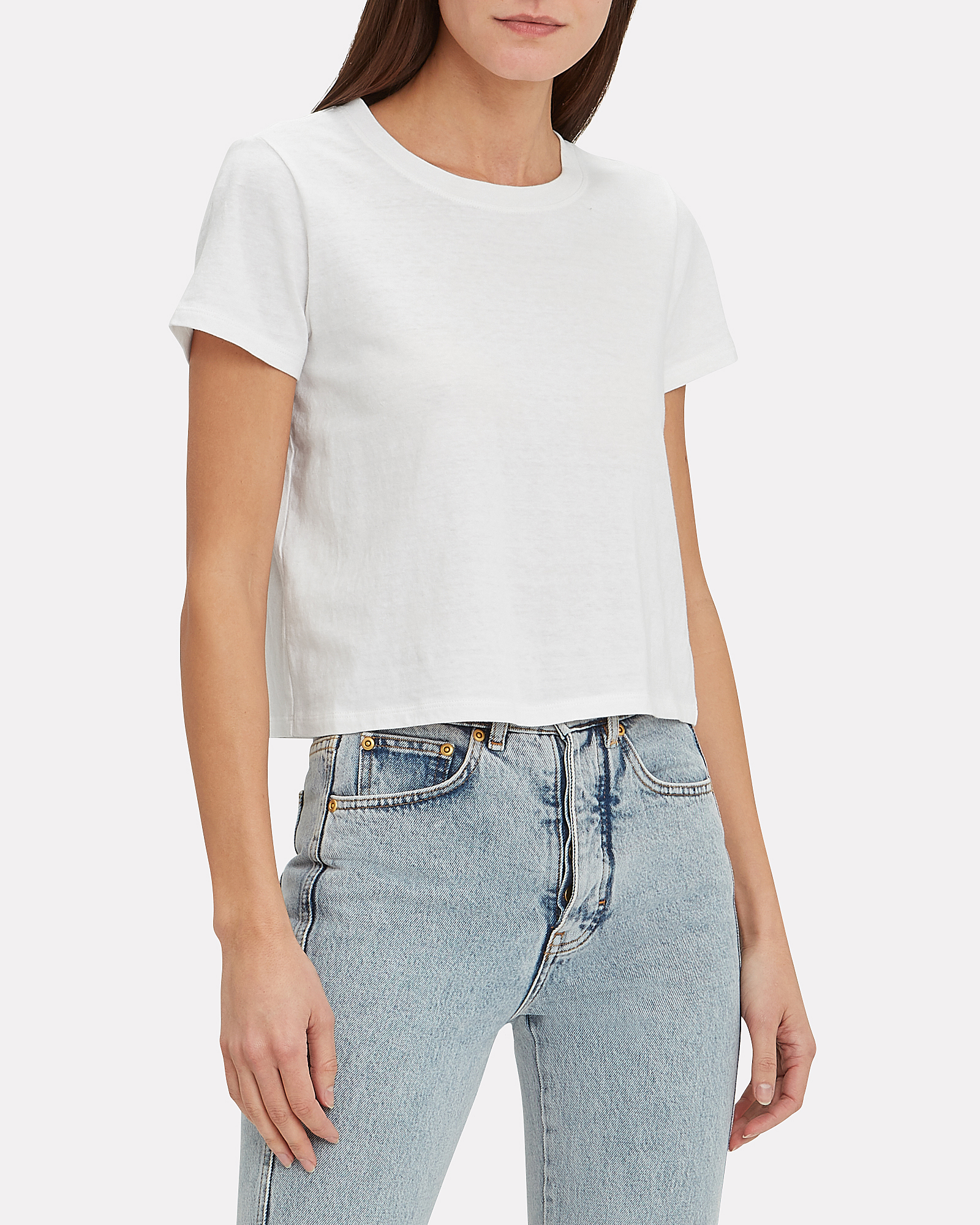 Classic Cropped Jersey T-Shirt in White | INTERMIX®