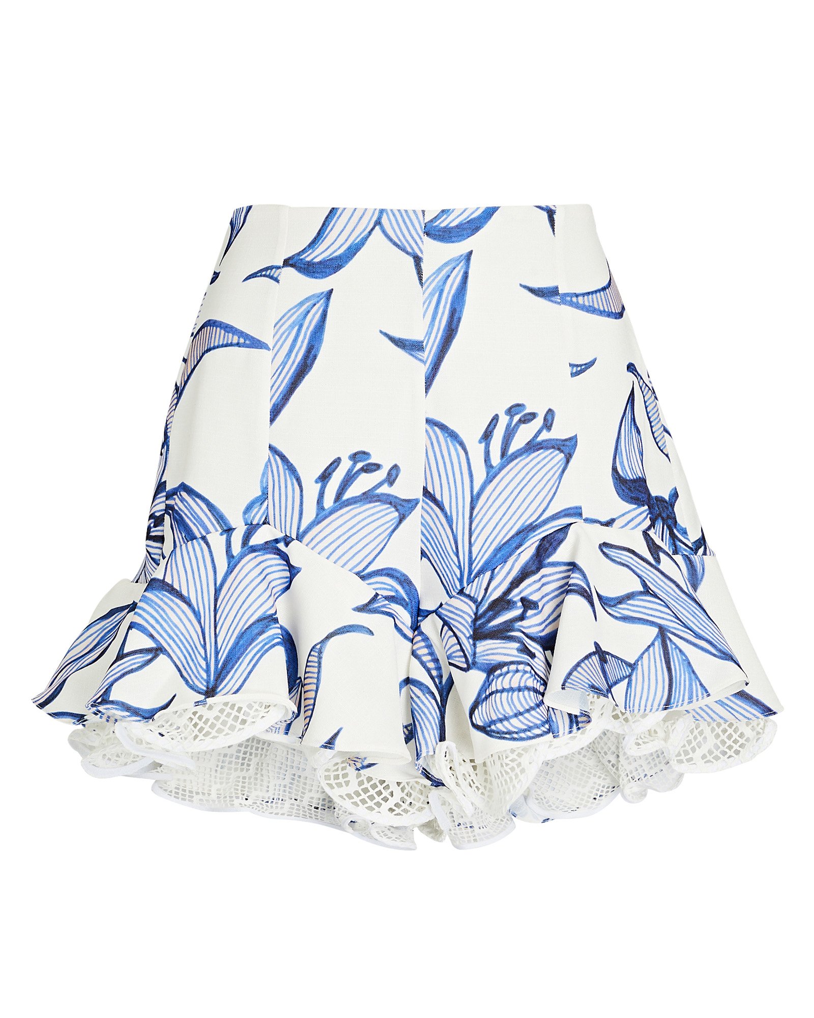 PatBO Stargazer Lace-Trimmed Floral Shorts | INTERMIX®