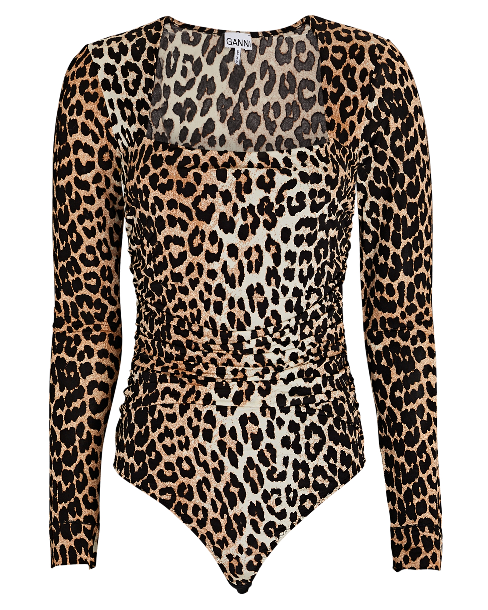 GANNI Leopard Square Neck Bodysuit | INTERMIX®