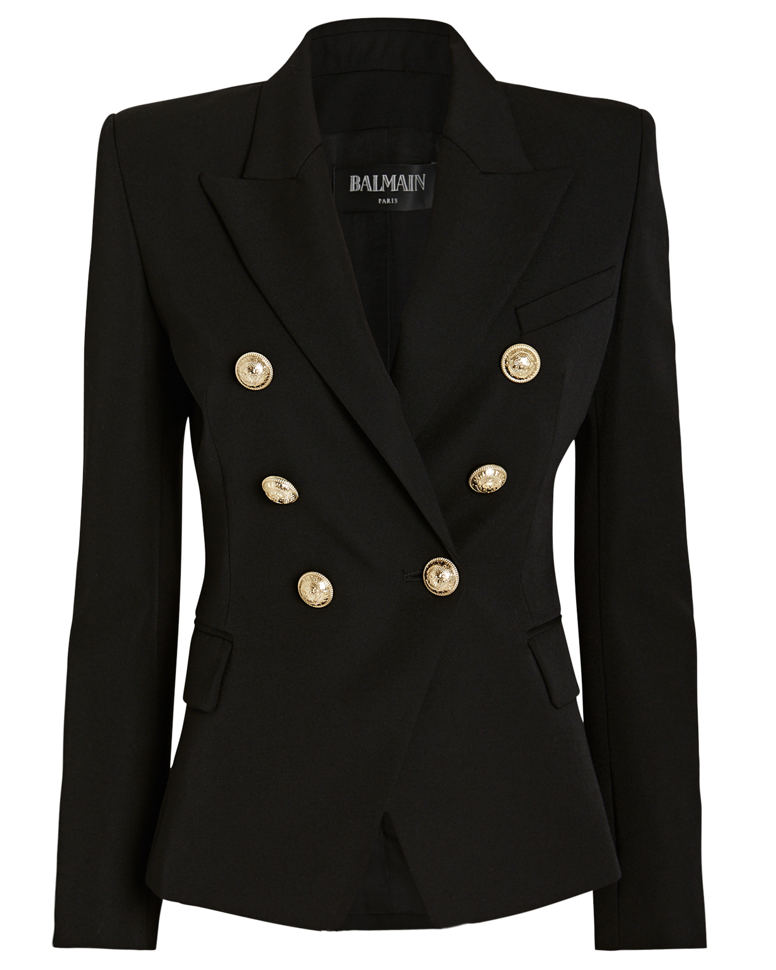 Balmain Double Breasted Suiting Blazer in black | INTERMIX®