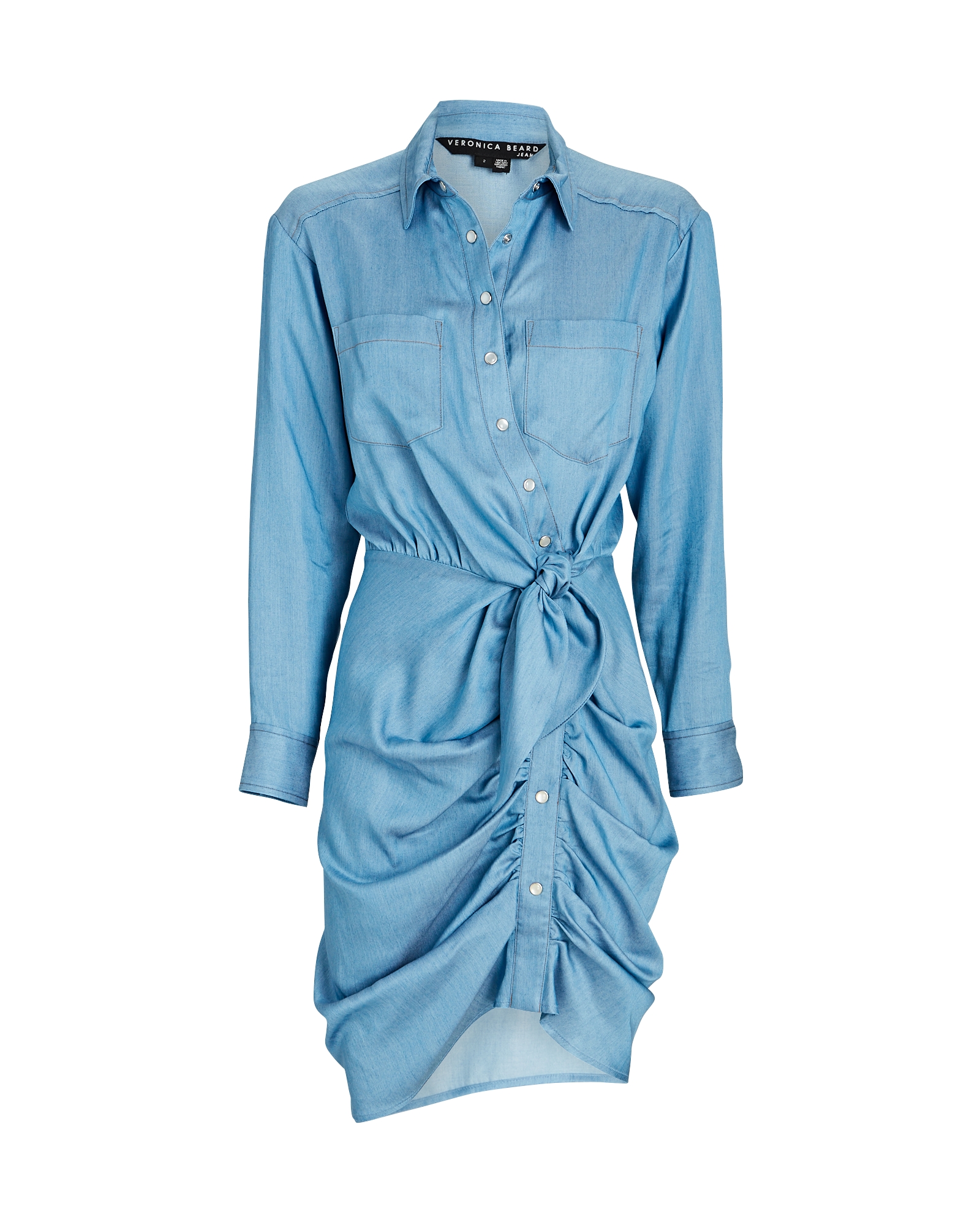 Veronica Beard Sierra Ruched Chambray Shirt Dress | INTERMIX®