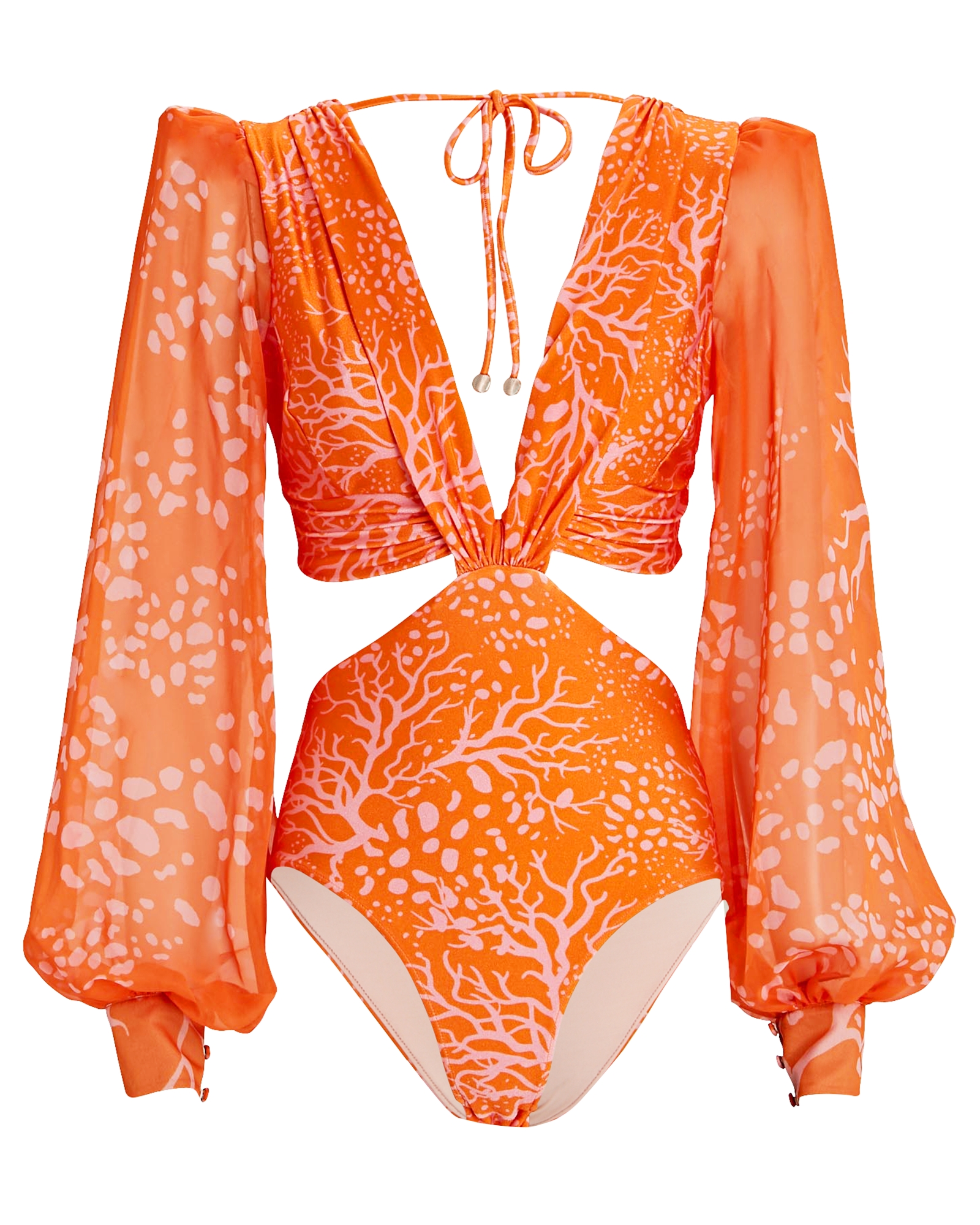 Patbo PATBO PRINTED BALLOON SLEEVE CUT-OUT BODYSUIT