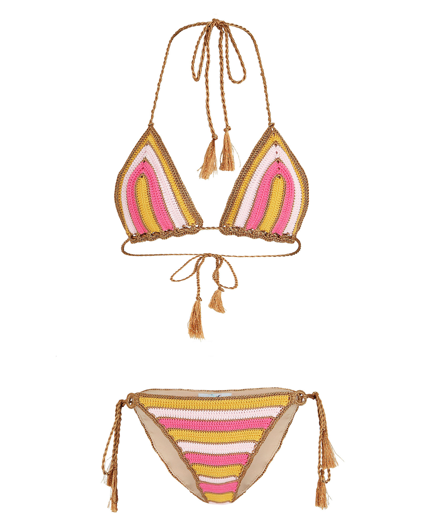 My Beachy Striped Knit Crochet Bikini Set | INTERMIX®
