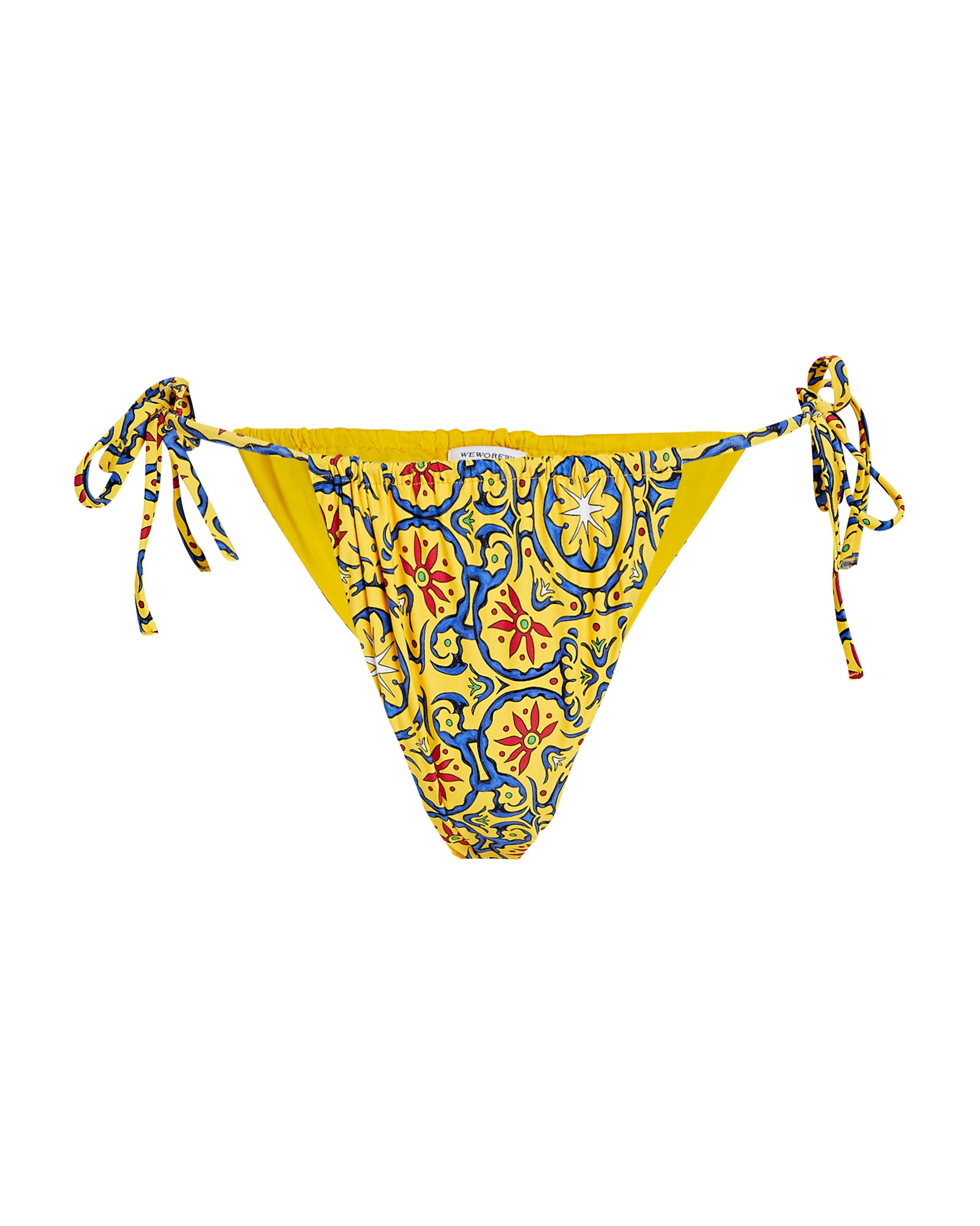 WeWoreWhat Ruched Tile Printed String Bikini Bottoms | INTERMIX®