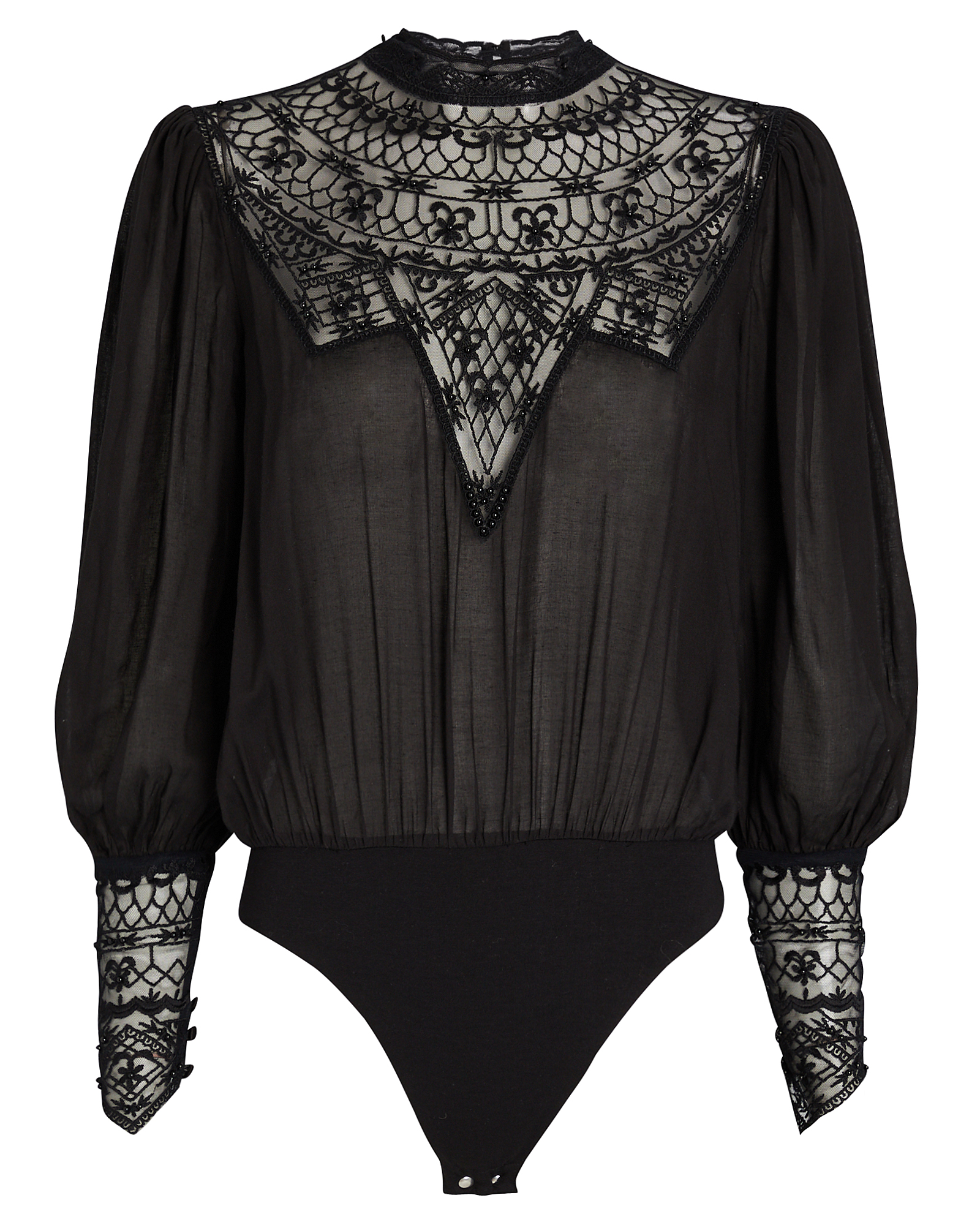 Retrofête Lace-Trimmed Chiffon Bodysuit | INTERMIX®