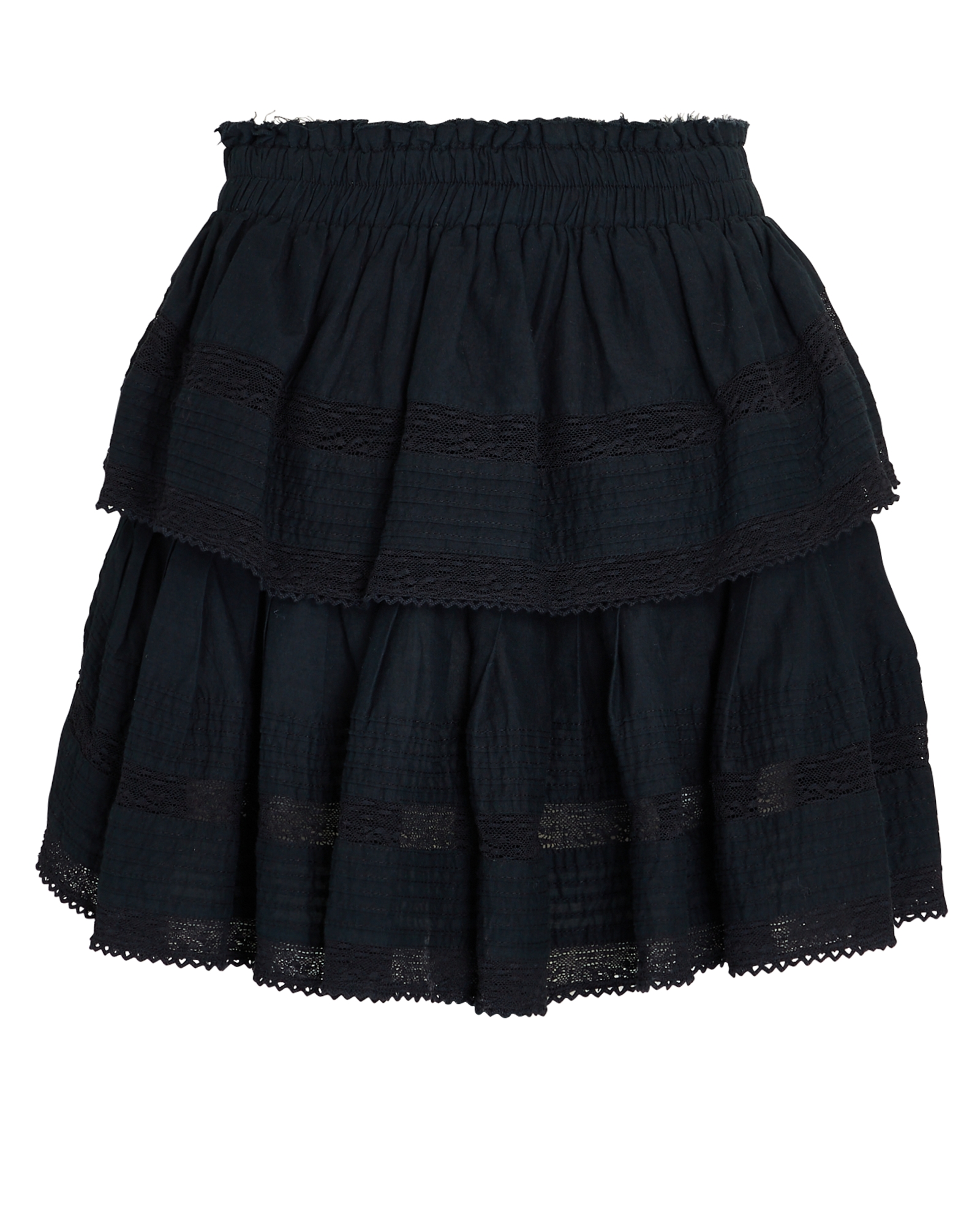 LoveShackFancy Tiered Ruffle Cotton Mini Skirt | INTERMIX®