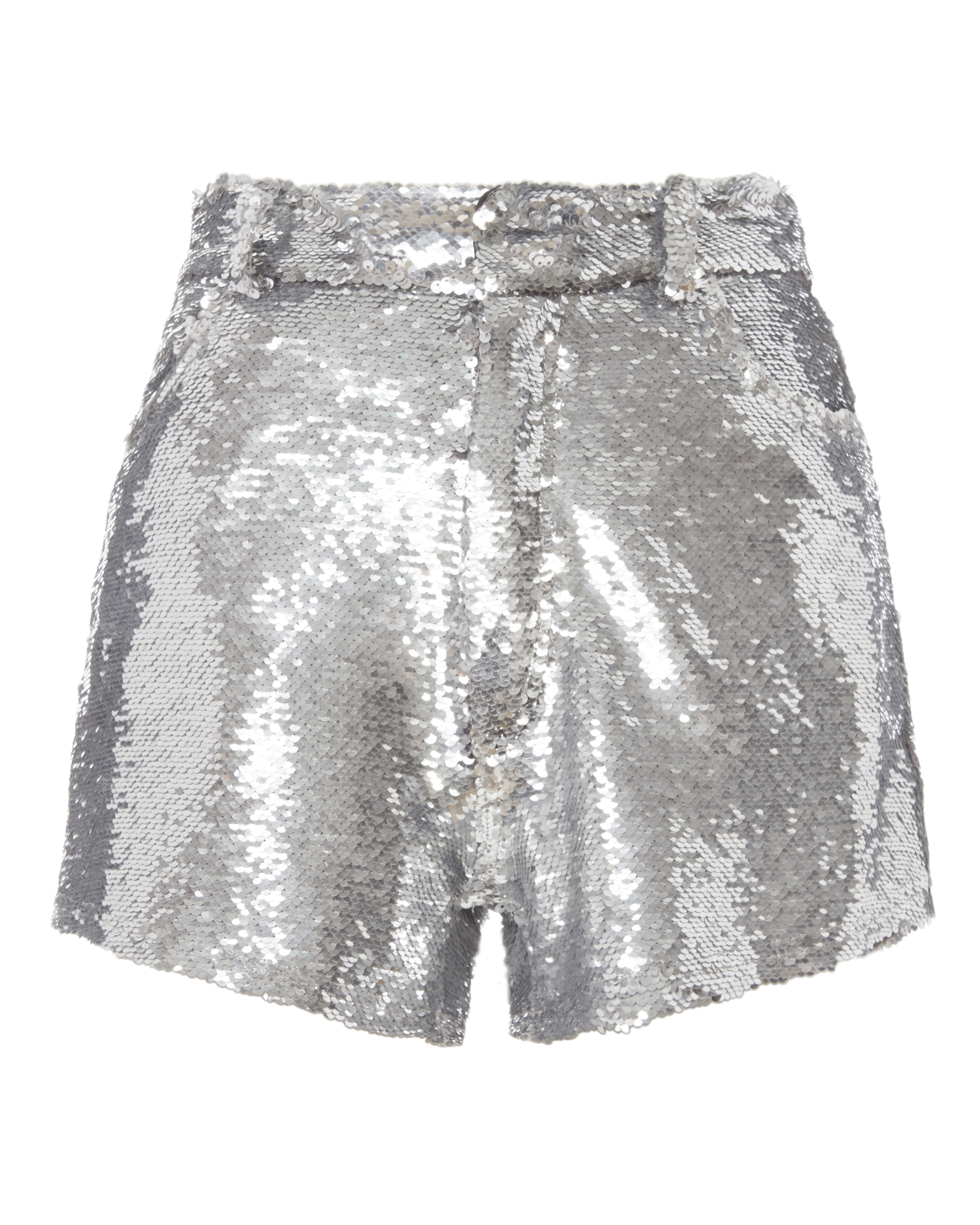 Silver Sequin Shorts - High-waisted Shorts | INTERMIX