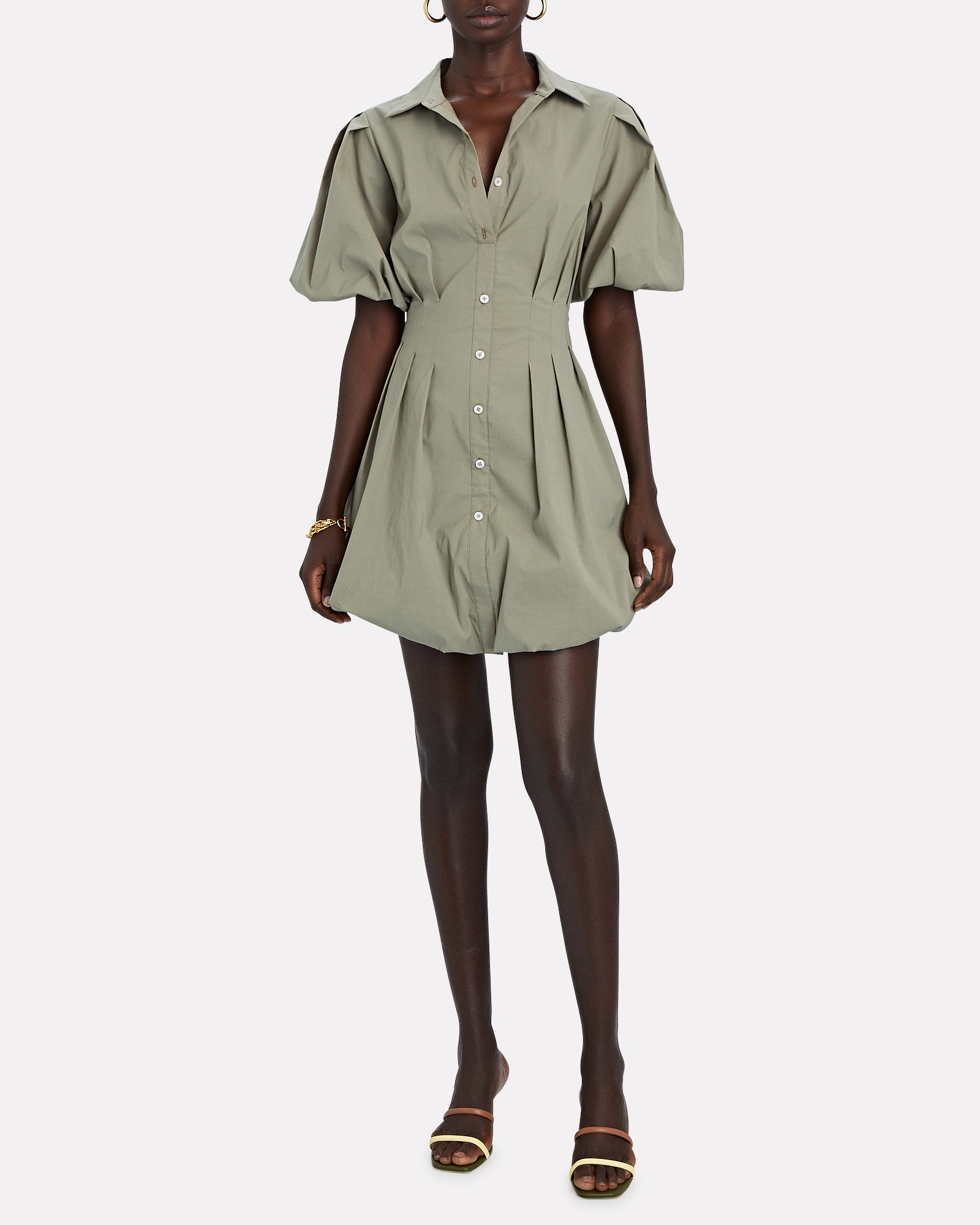 Jonathan Simkhai Cleo Pleated Poplin Shirt Dress | INTERMIX®