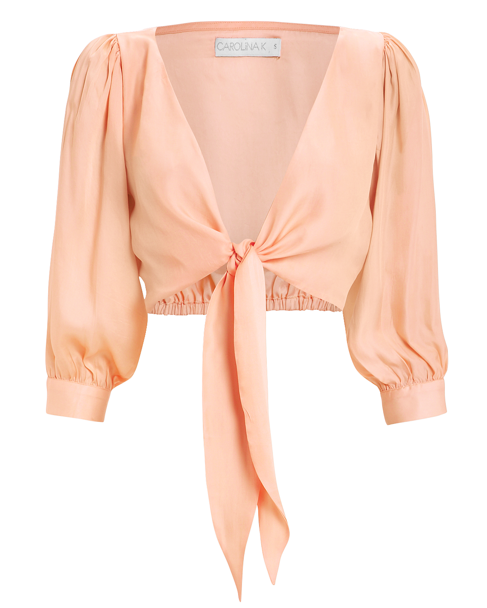 Tia Cropped Tie Front Blouse