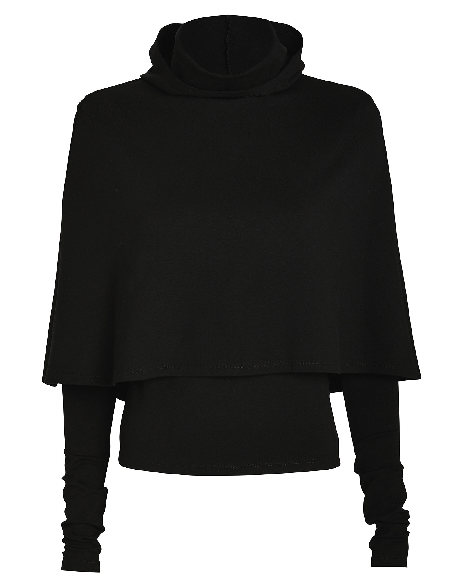 Sara Battaglia Turtleneck Hooded Cape Sweater in black | INTERMIX®