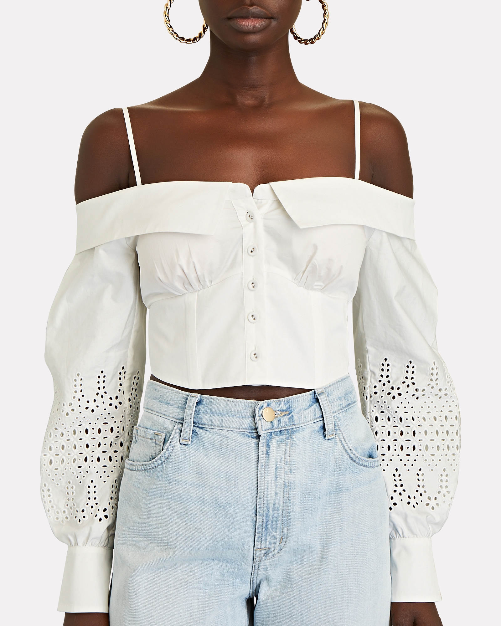 Self-Portrait Broderie Anglaise Off-the-Shoulder Top | INTERMIX®