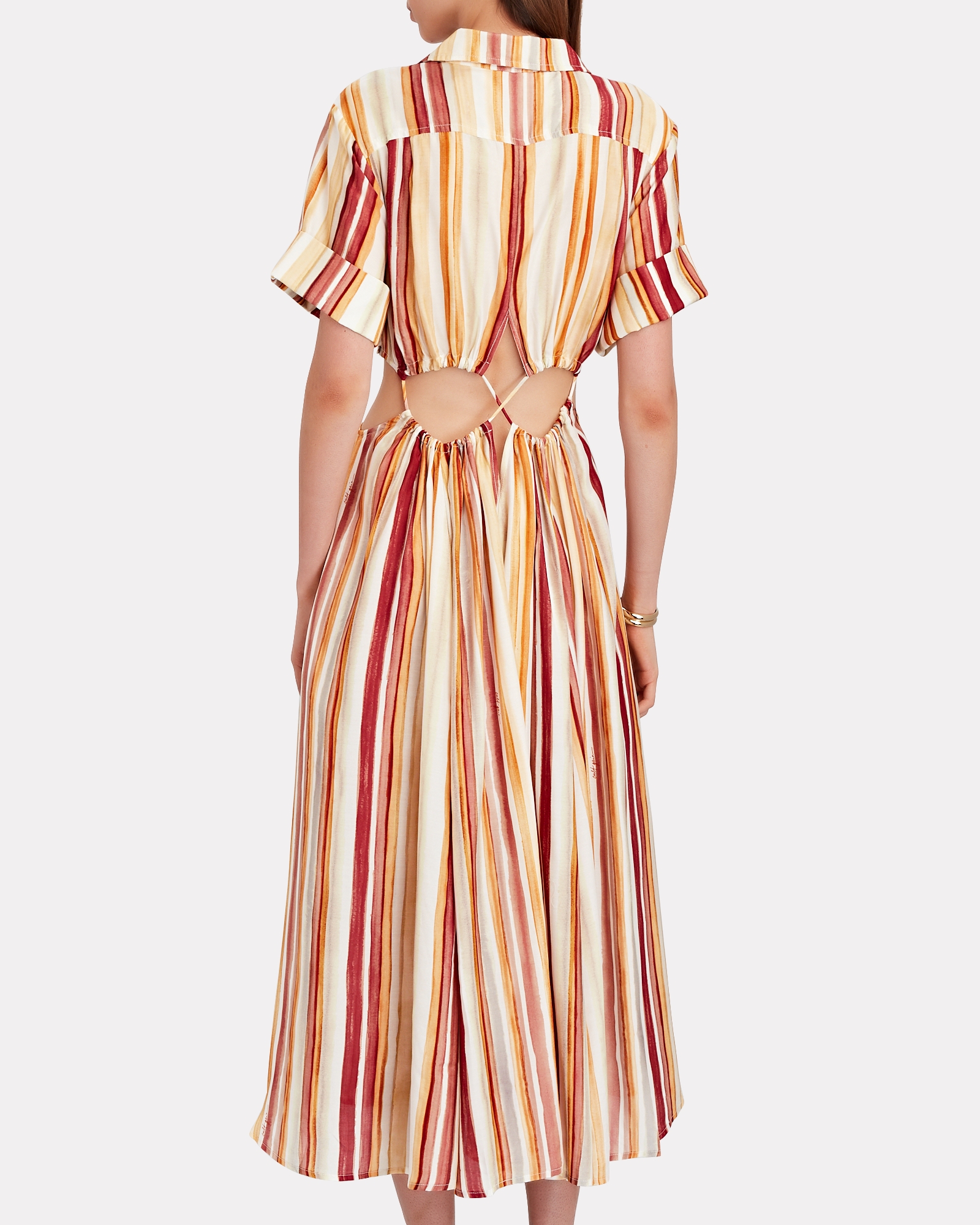 Cult Gaia Keegan Striped Cut-Out Midi Dress | INTERMIX®