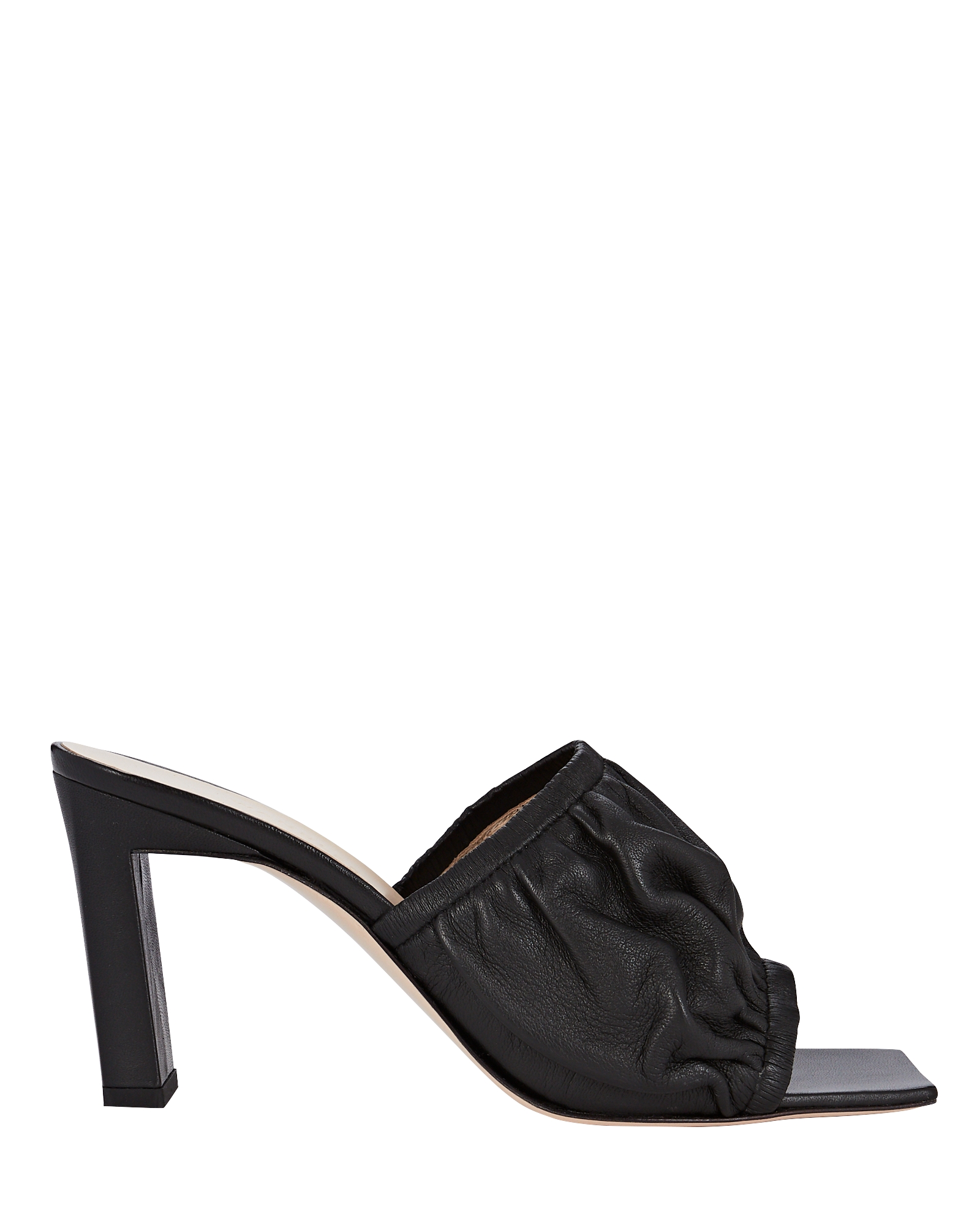 Wandler Ava Ruched Leather Mules | INTERMIX®