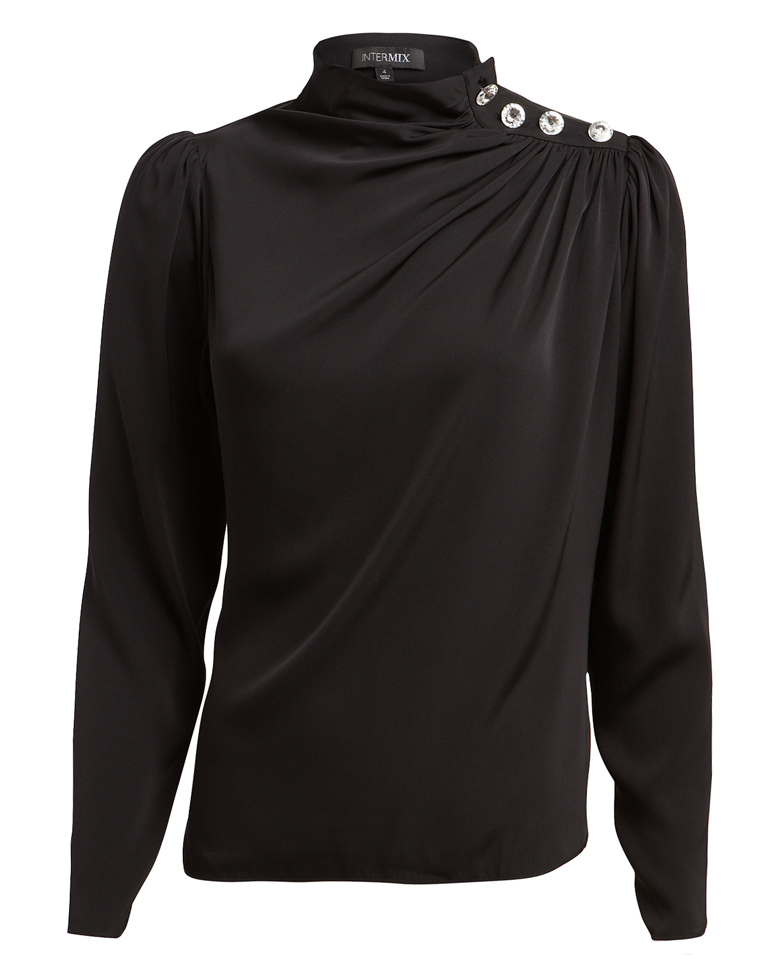 Intermix Charity Embellished Silk Blouse In Black | ModeSens