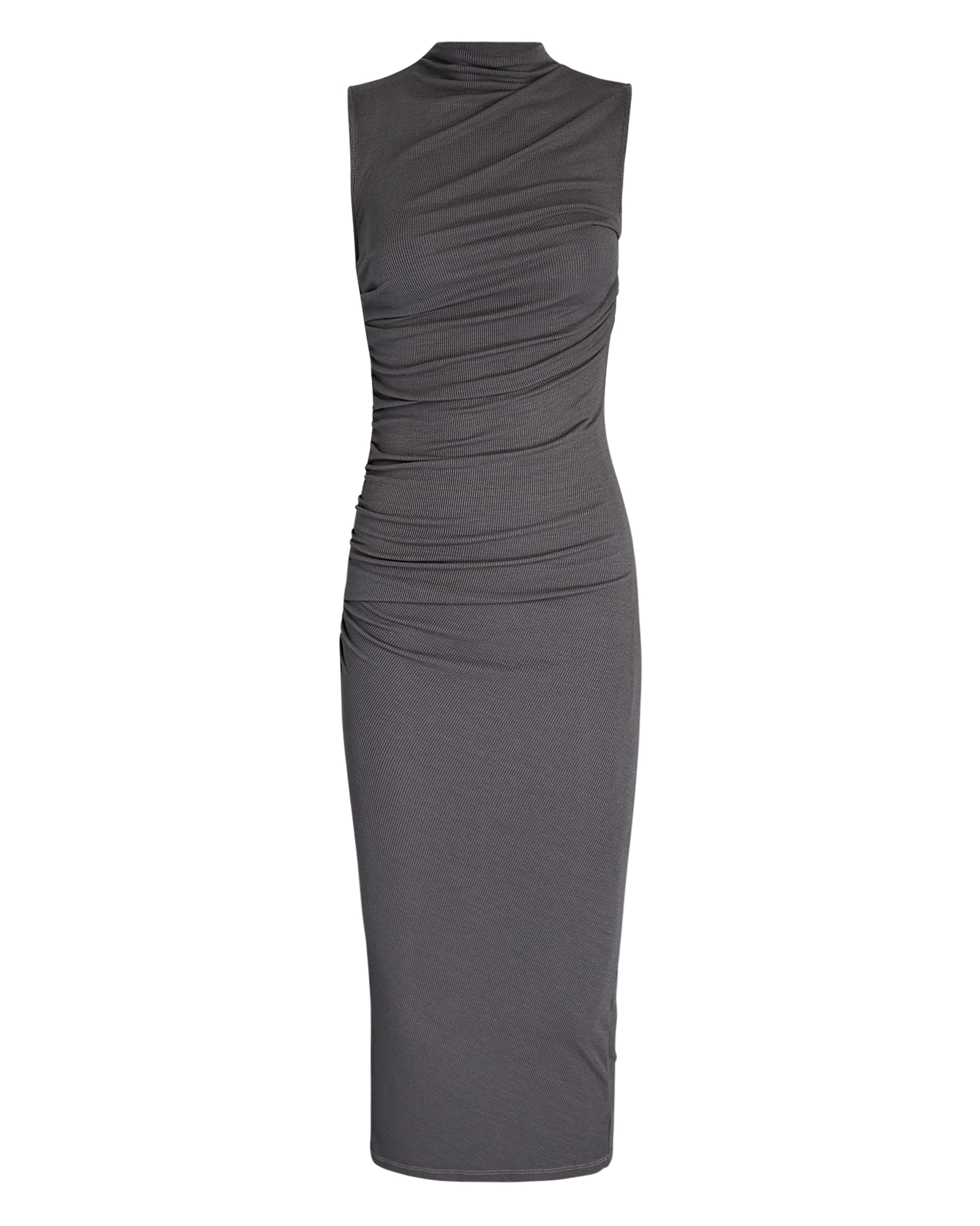 Enza Costa Silk Knit Twist Midi Dress In Grey | INTERMIX®