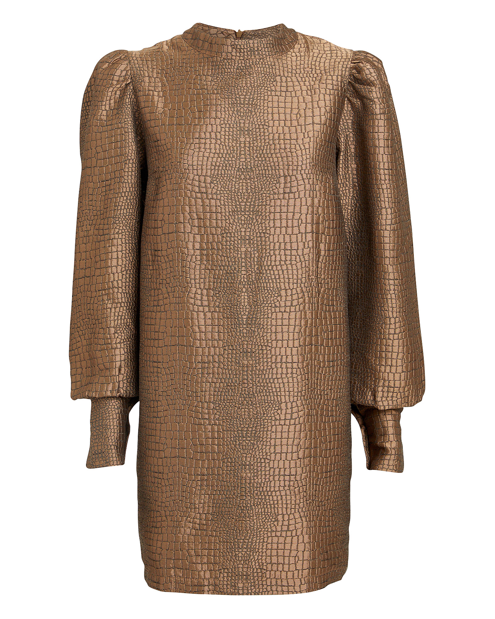 Andamane Baylee Lizard Jacquard Mini Dress In Gold