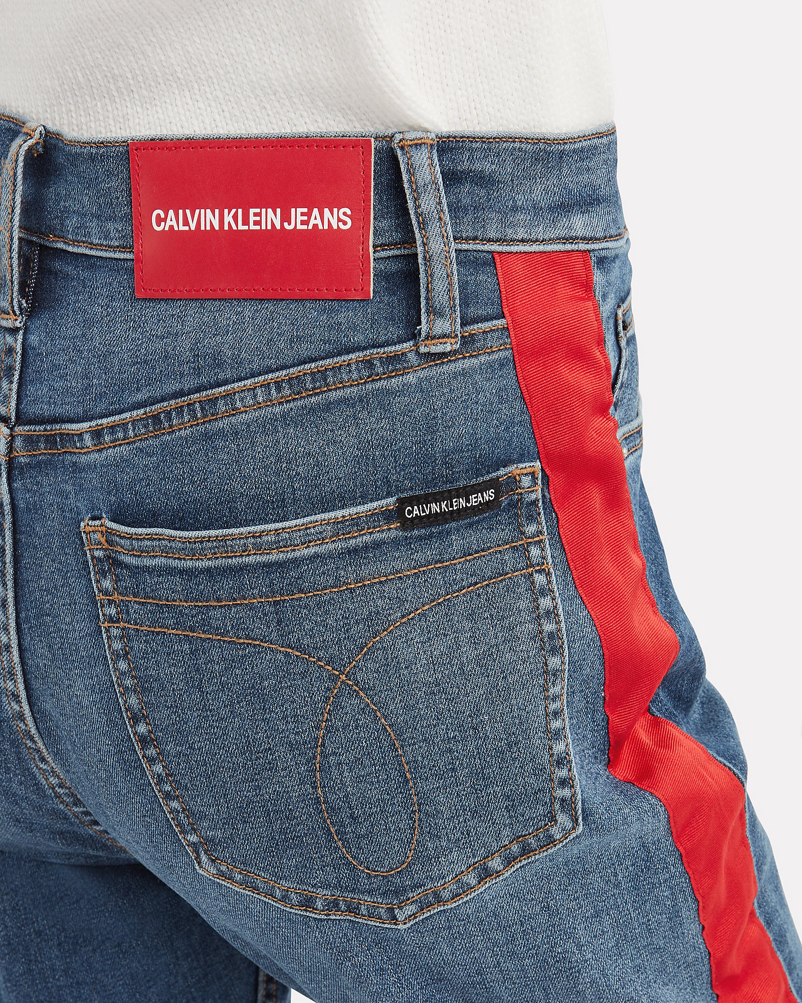 calvin klein jeans with red stripe
