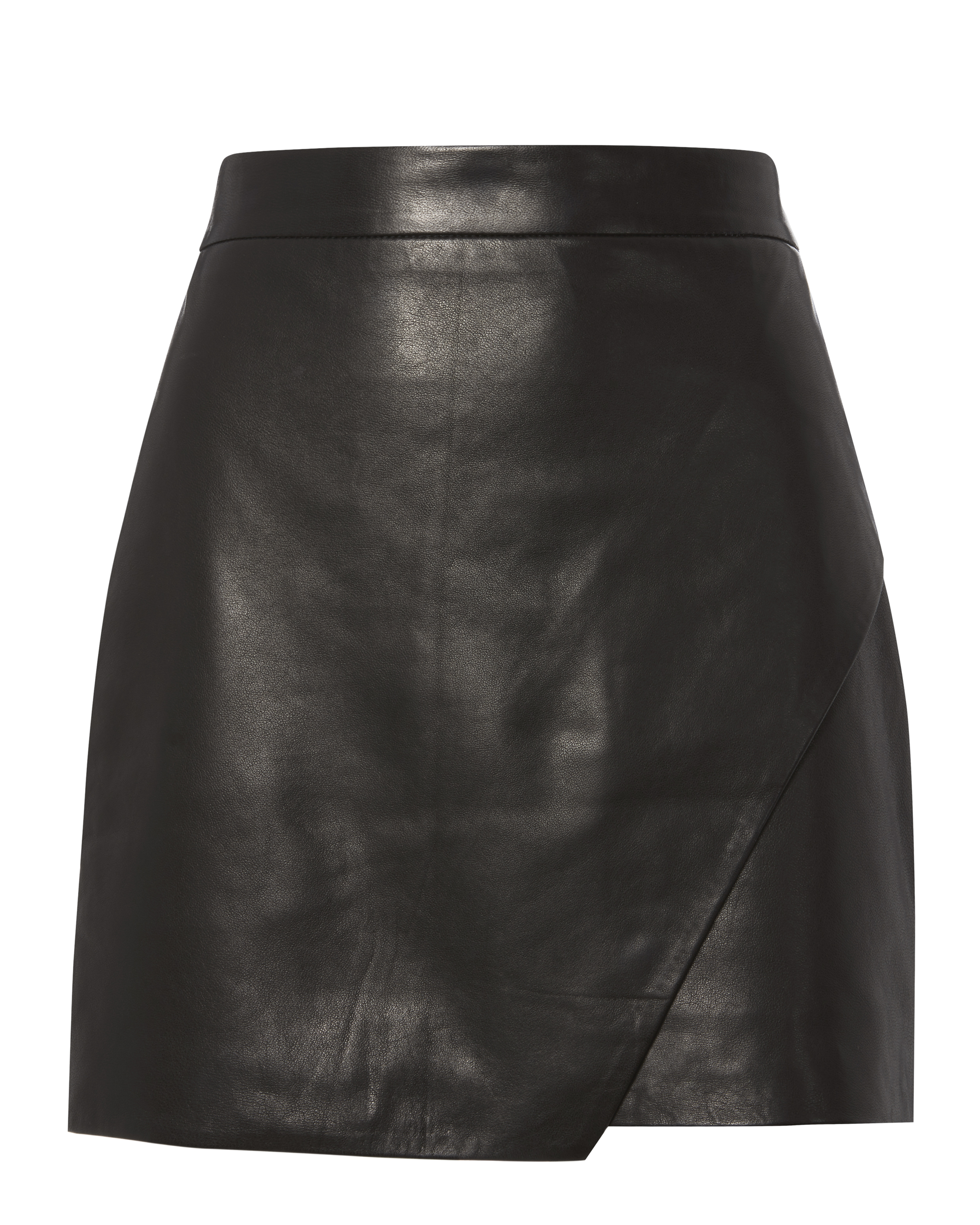 Michelle Mason Wrap Leather Mini Skirt in black | INTERMIX®