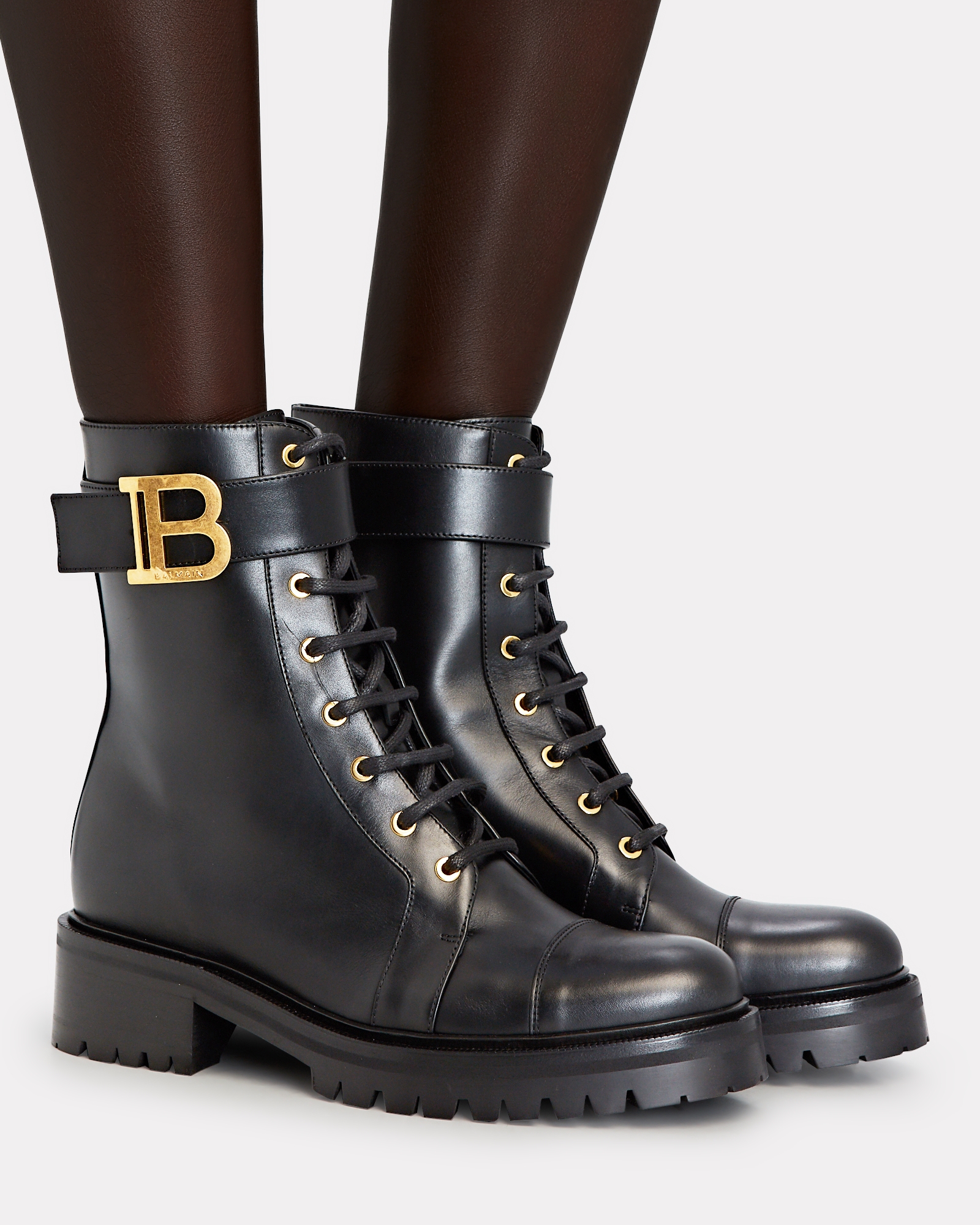 Balmain Ranger Leather Combat Boots | INTERMIX®
