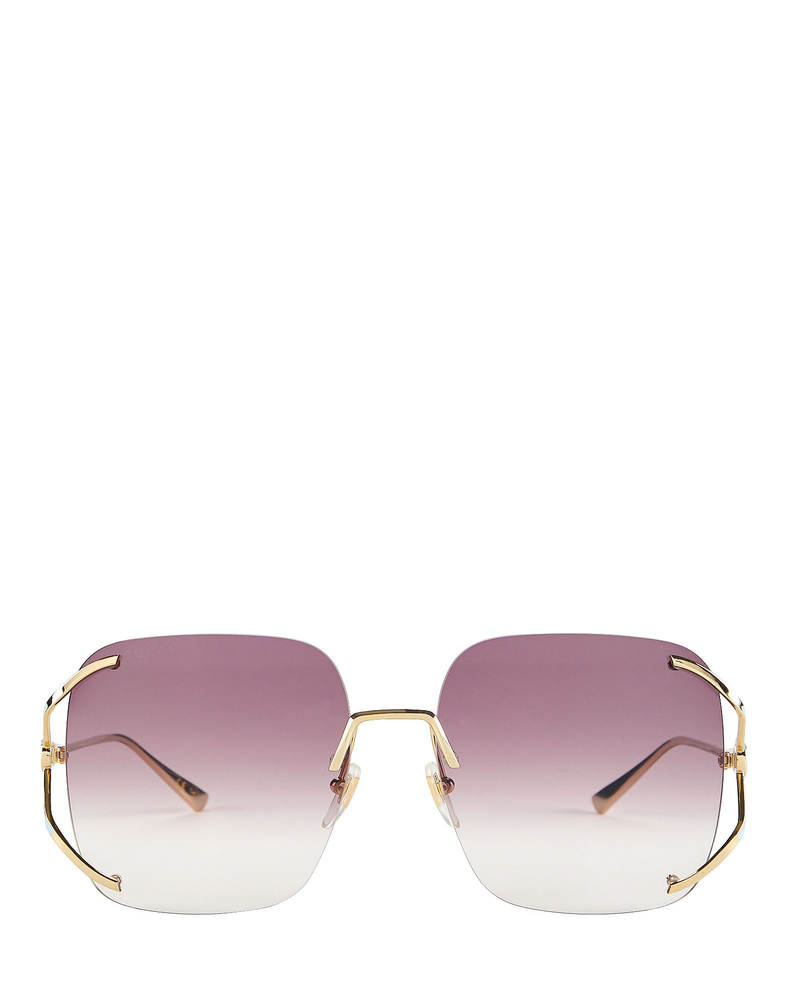 Gucci Oversized Square Sunglasses In Gold/violet