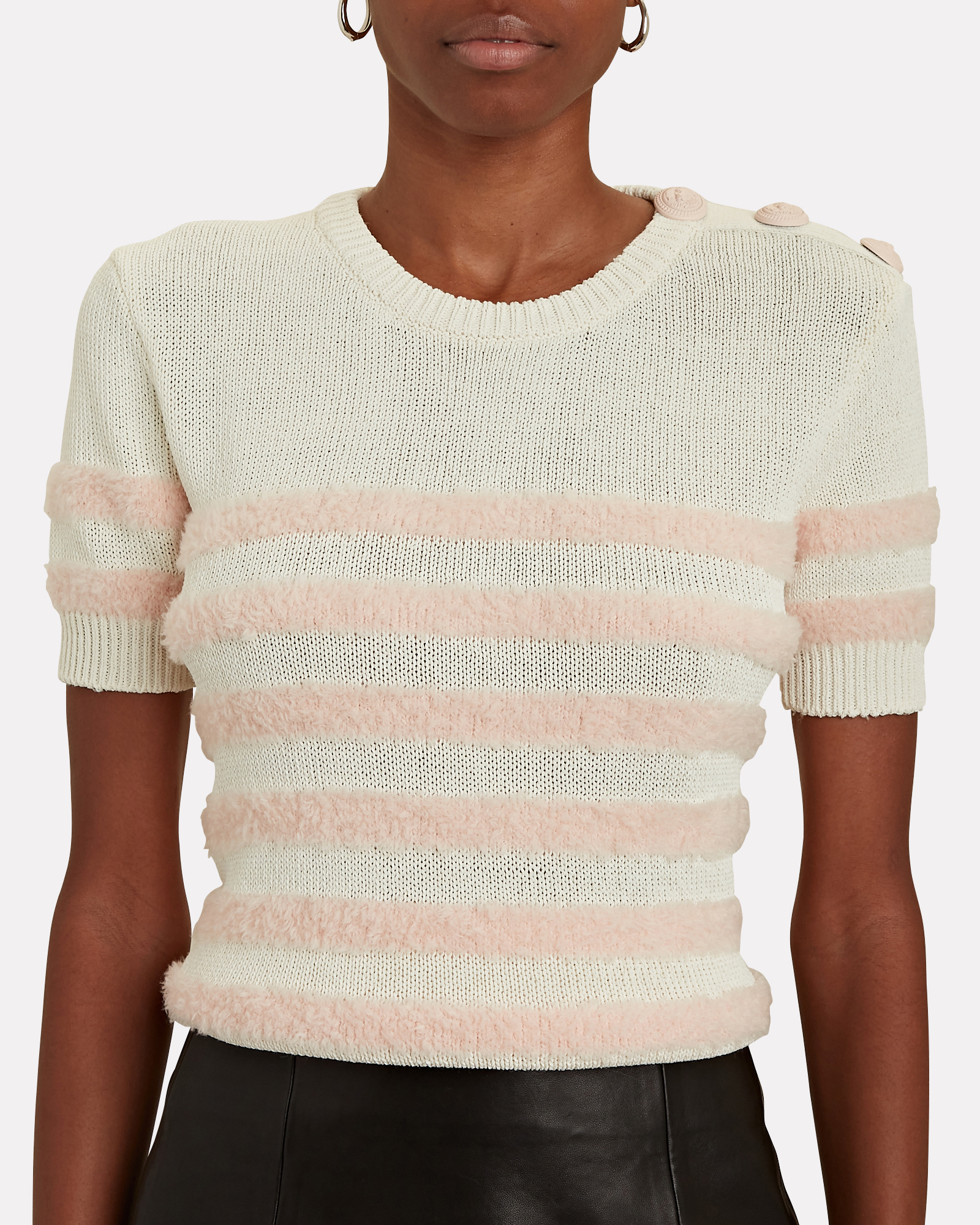 Womens Clothing Tops Short-sleeve tops Balmain Wool Fluffy Striped Knit Top 